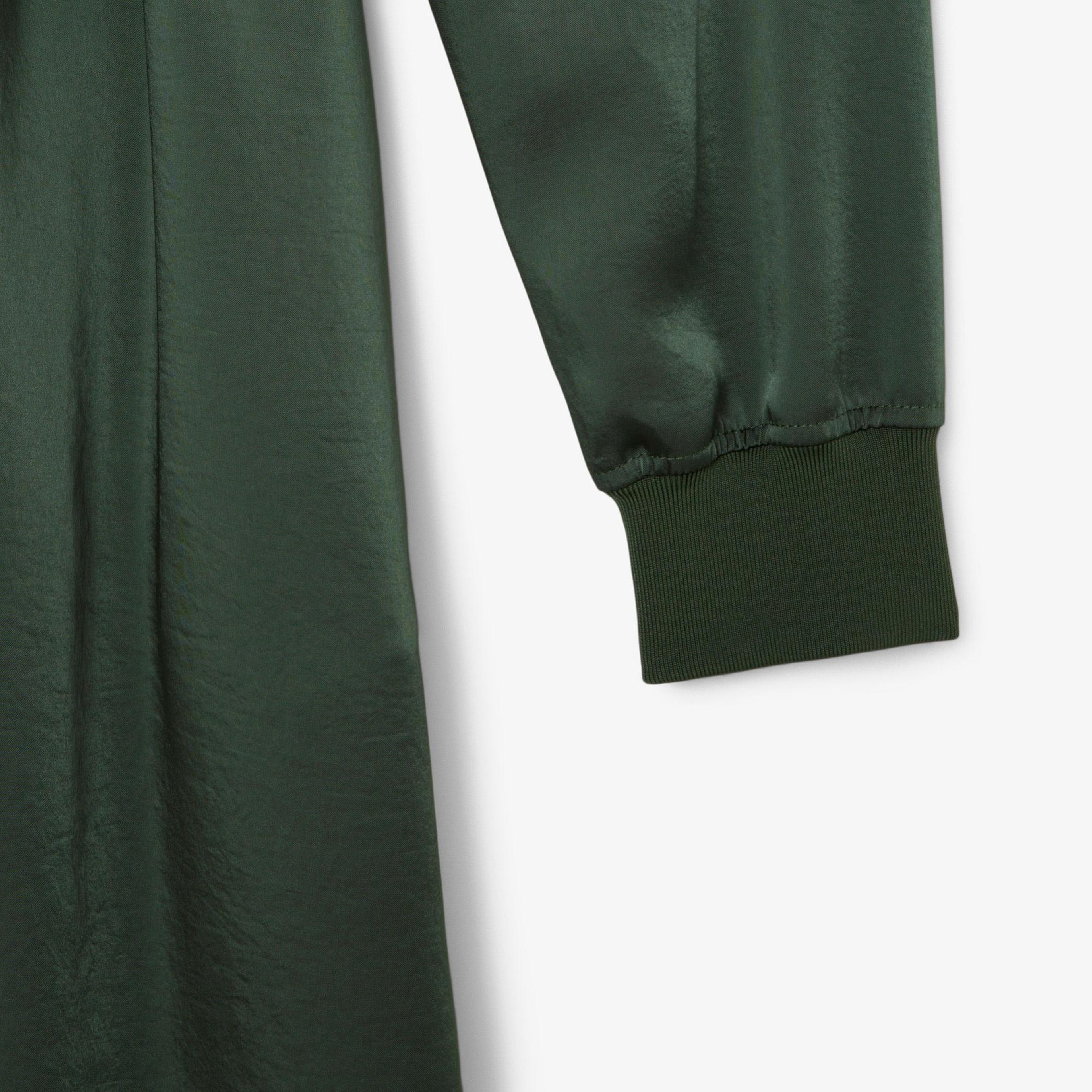 Lacoste Kadın Relaxed Fit Uzun Kollu Yarım Fermuarlı Koyu Yeşil Elbise