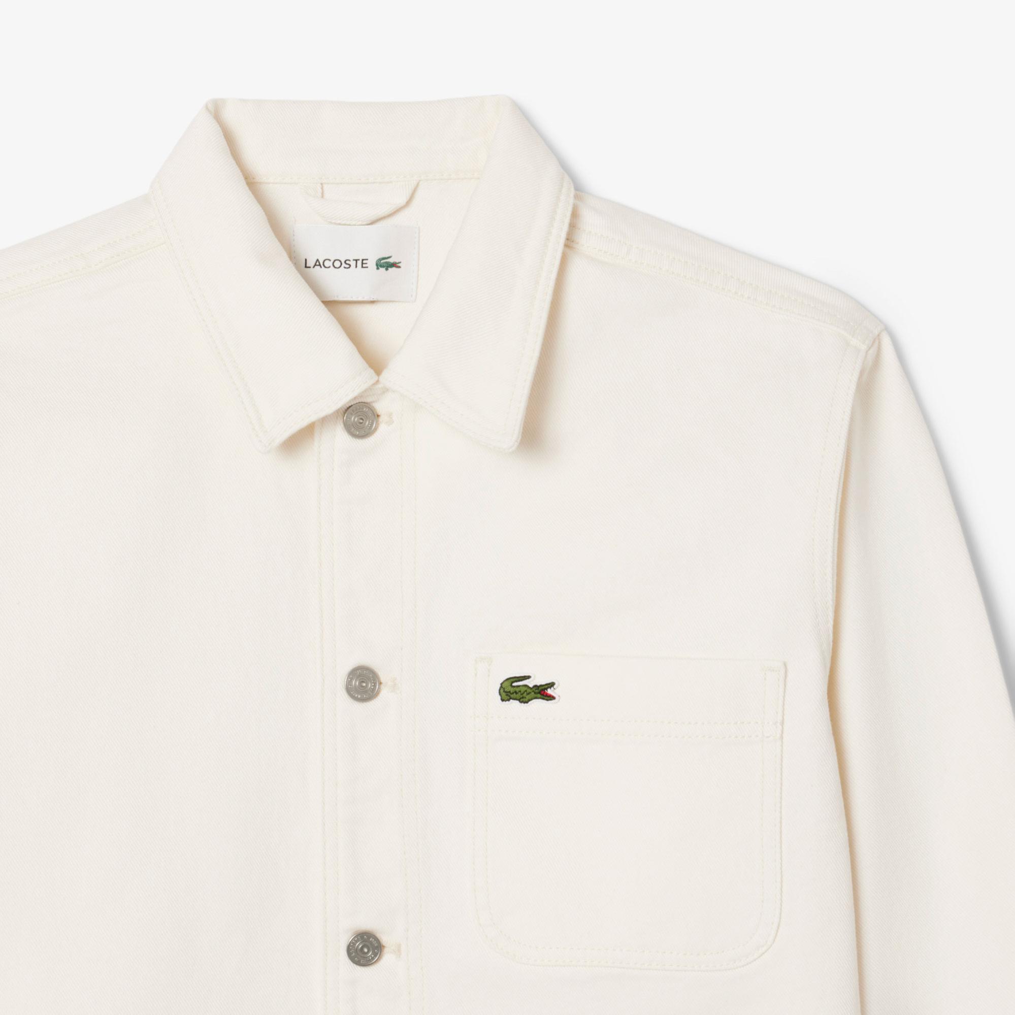 Lacoste Erkek Oversize Fit Gömlek Yaka Denim Krem Ceket