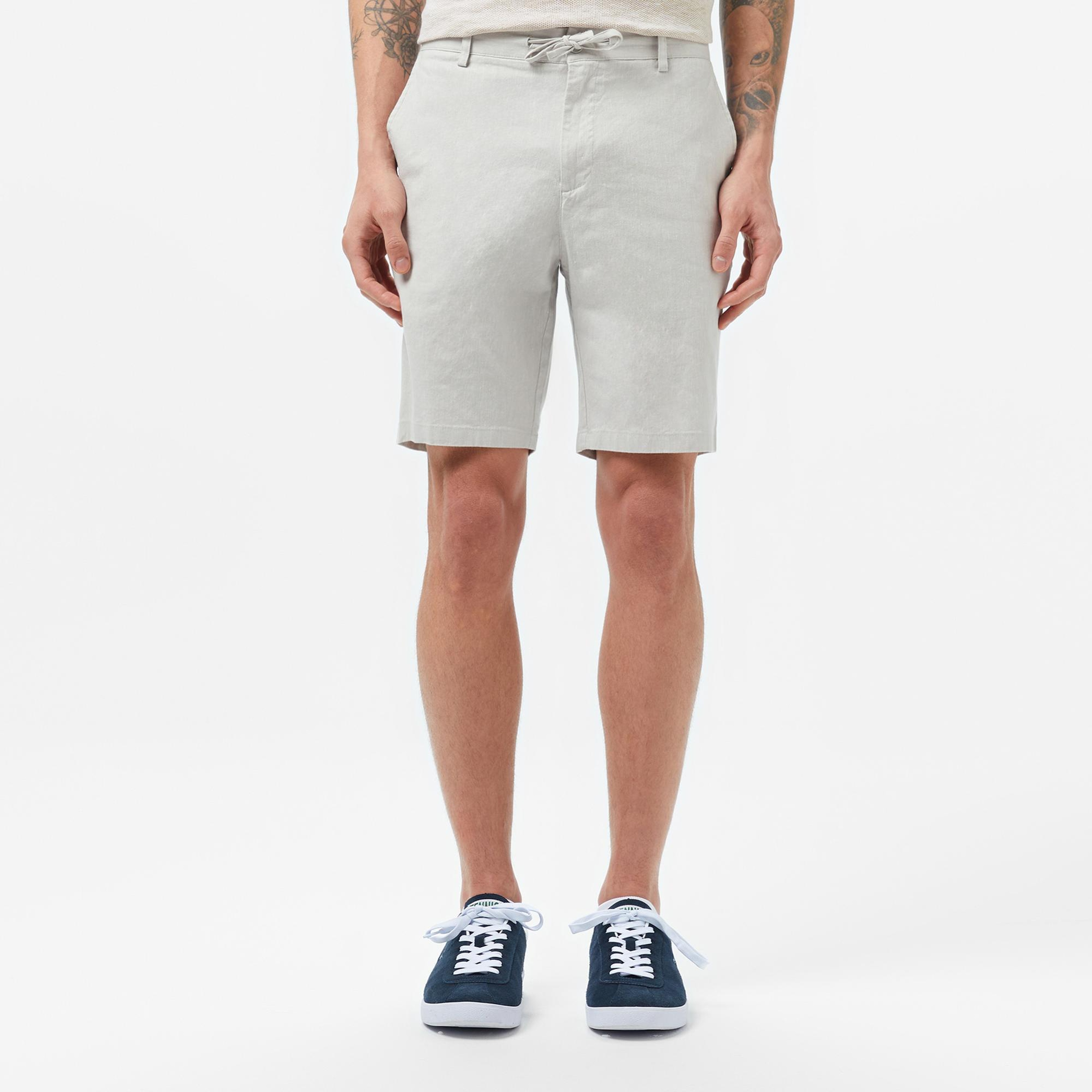 Lacoste Erkek Regular Fit Keten Gri Bermuda Şort