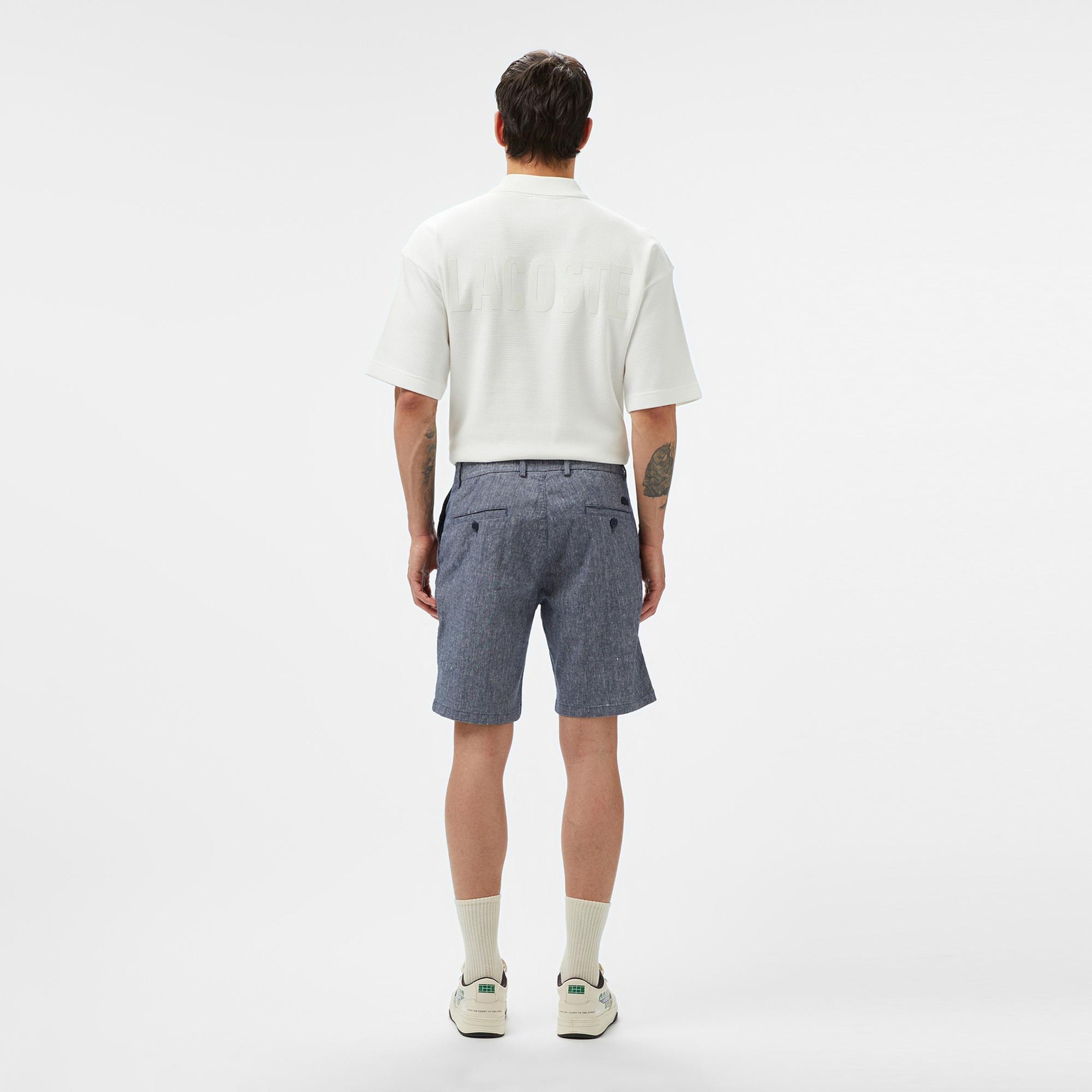 Lacoste Erkek Regular Fit Keten Lacivert Bermuda Şort