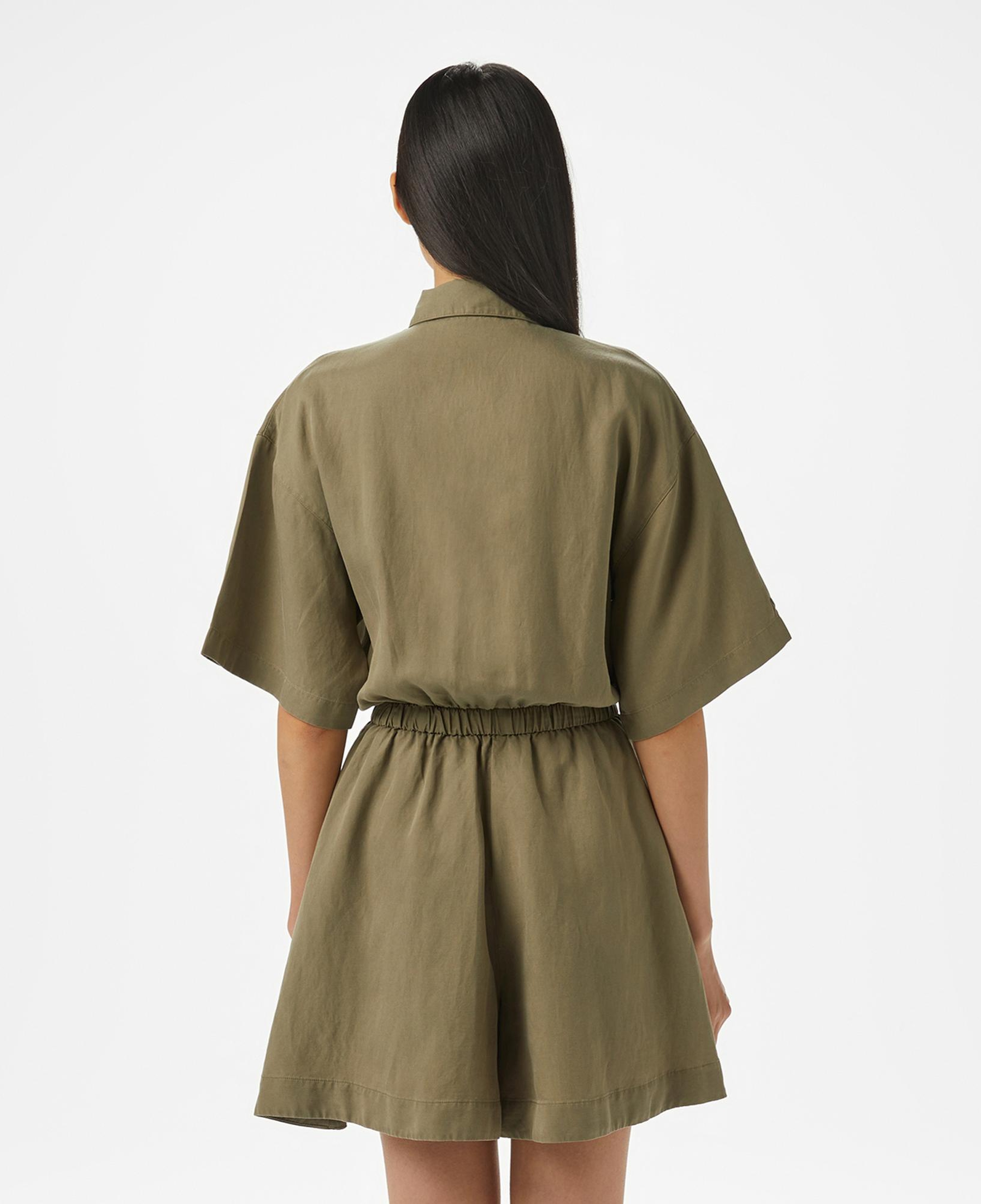 Lacoste Kadın Flare Fit Kısa Kollu Gömlek Yaka Haki Elbise