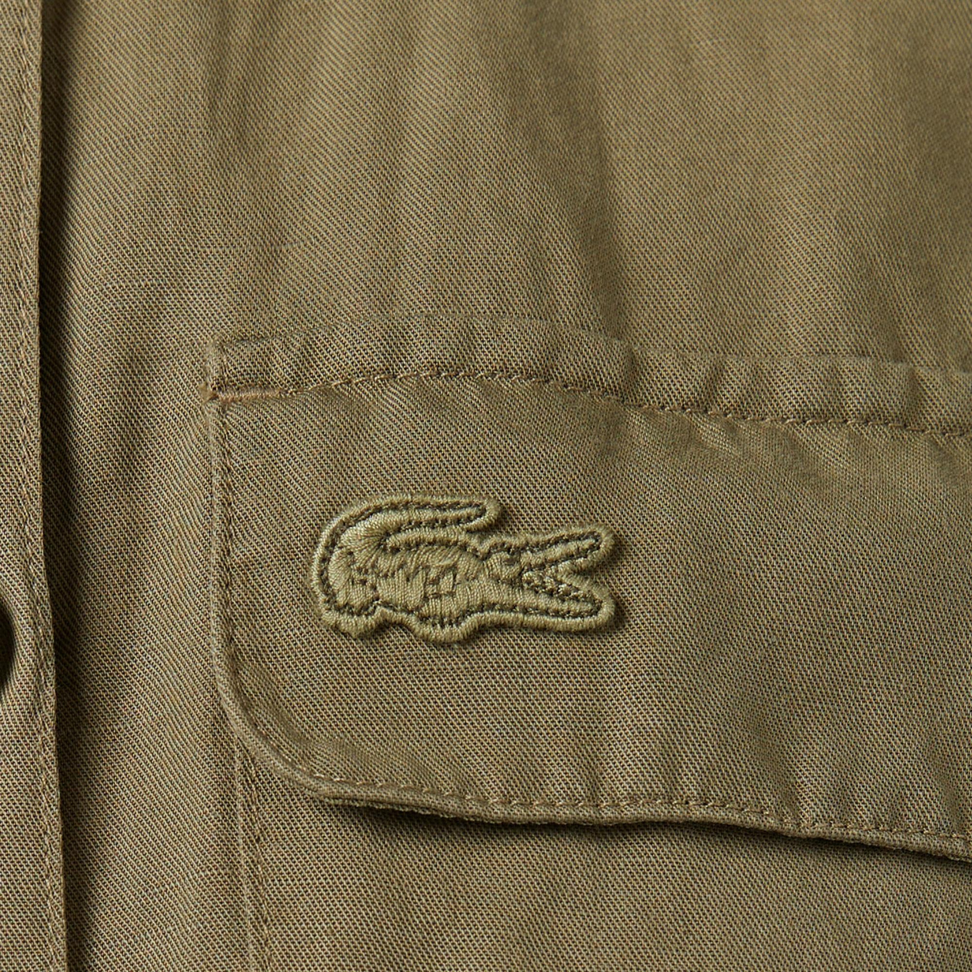 Lacoste Kadın Flare Fit Kısa Kollu Gömlek Yaka Haki Elbise