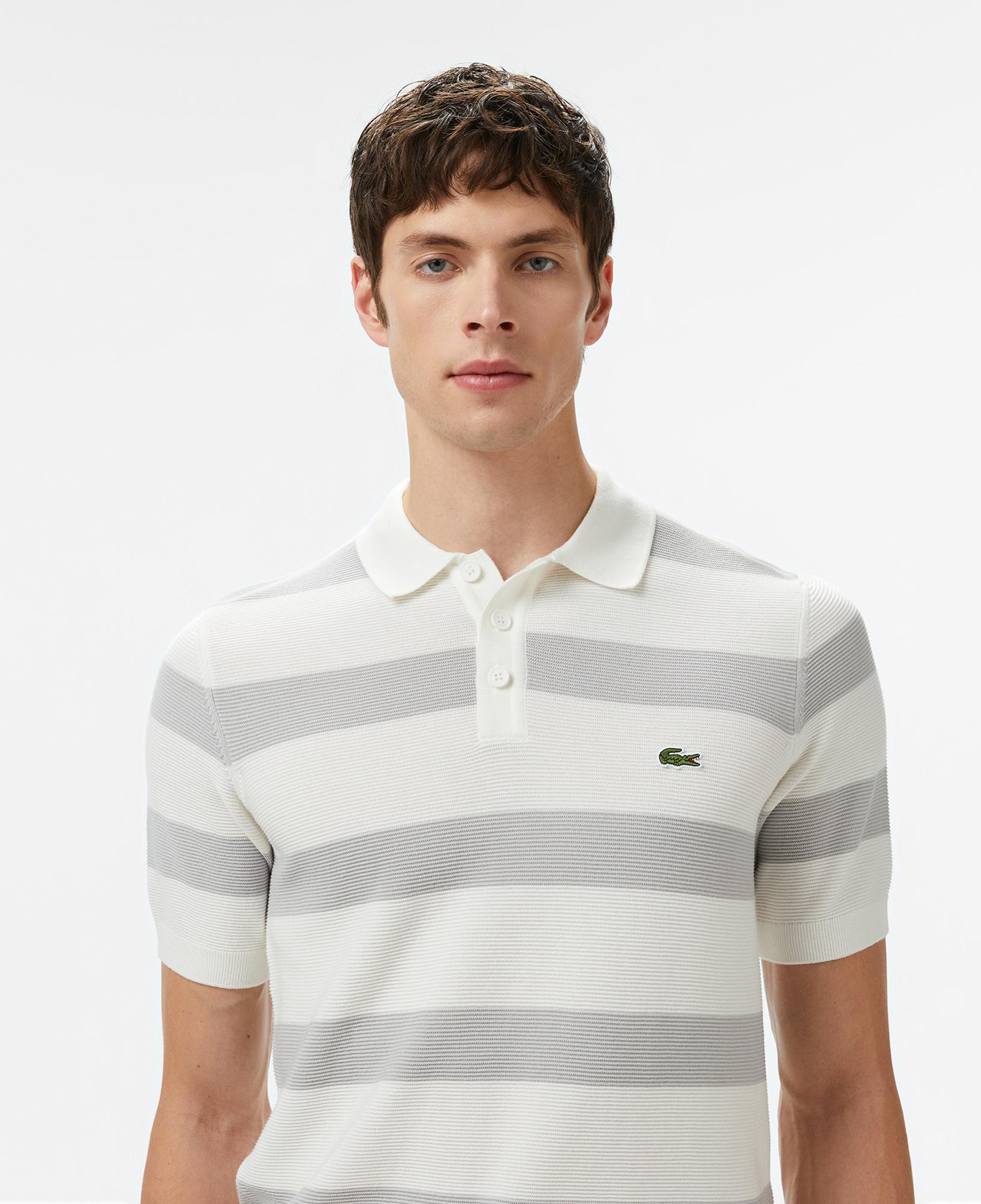 Lacoste Erkek Polo Yaka Çizgili Gri Triko