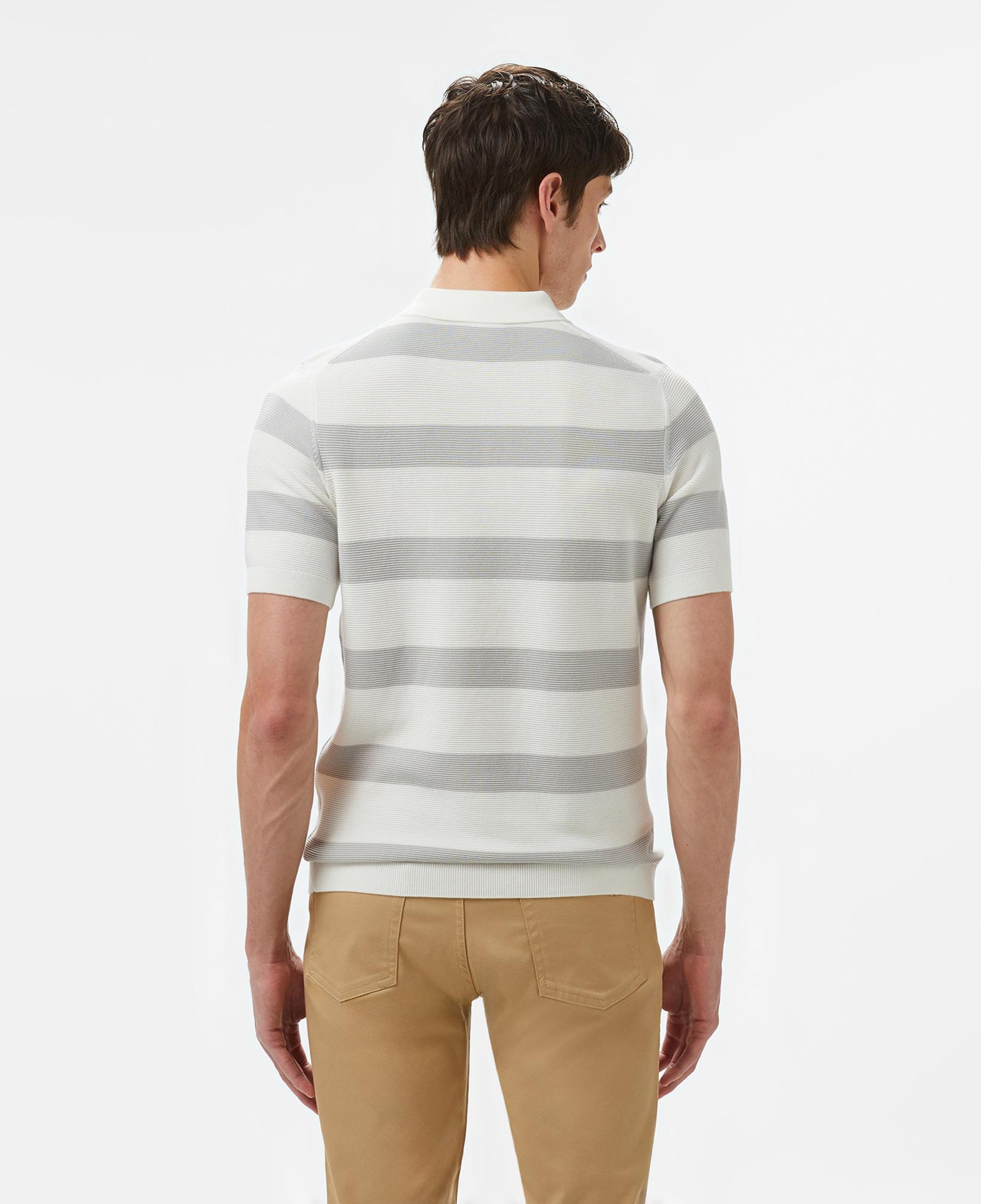 Lacoste Erkek Polo Yaka Çizgili Gri Triko