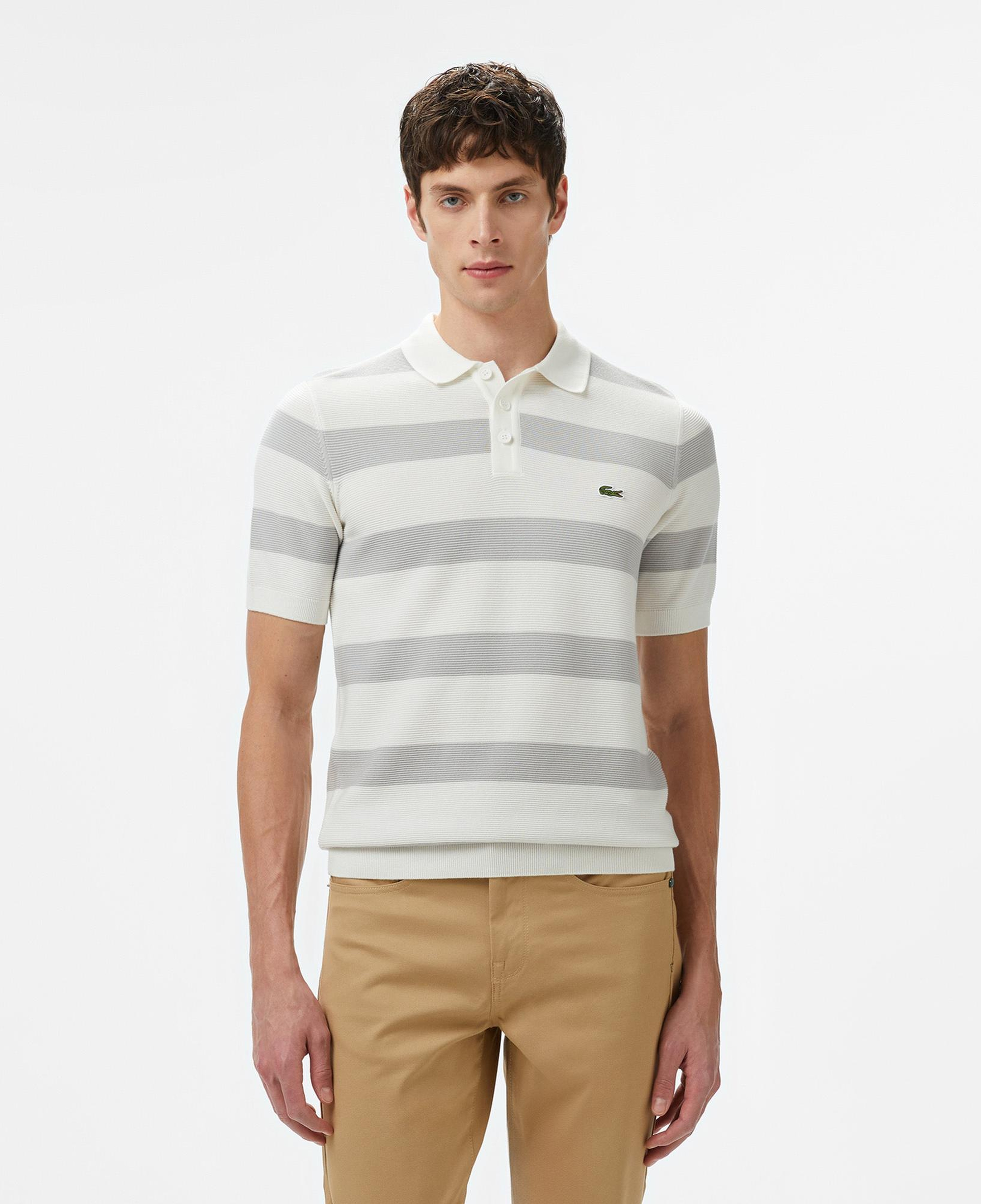 Lacoste Erkek Polo Yaka Çizgili Gri Triko