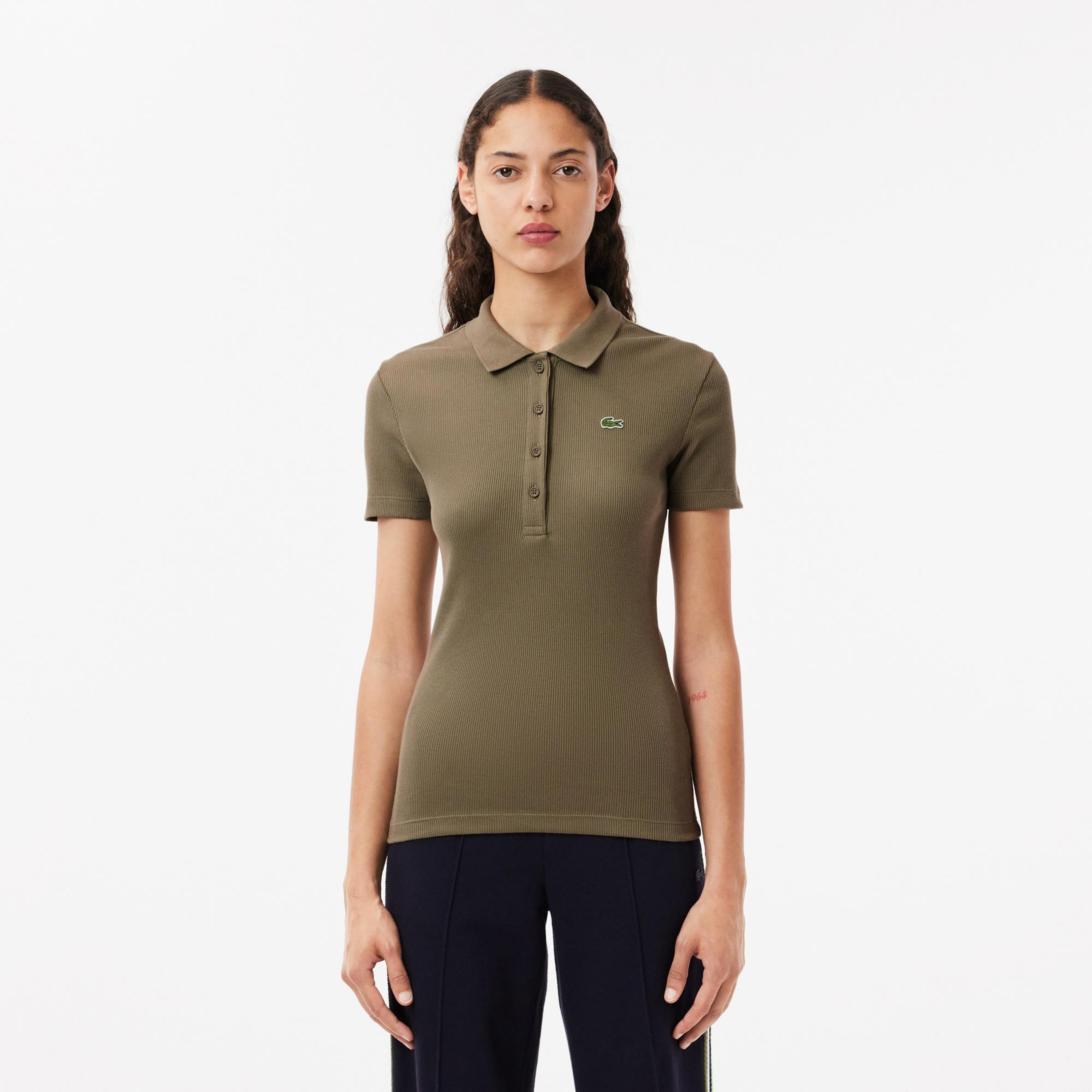 Lacoste L.12.D Kadın Slim Fit Haki Polo