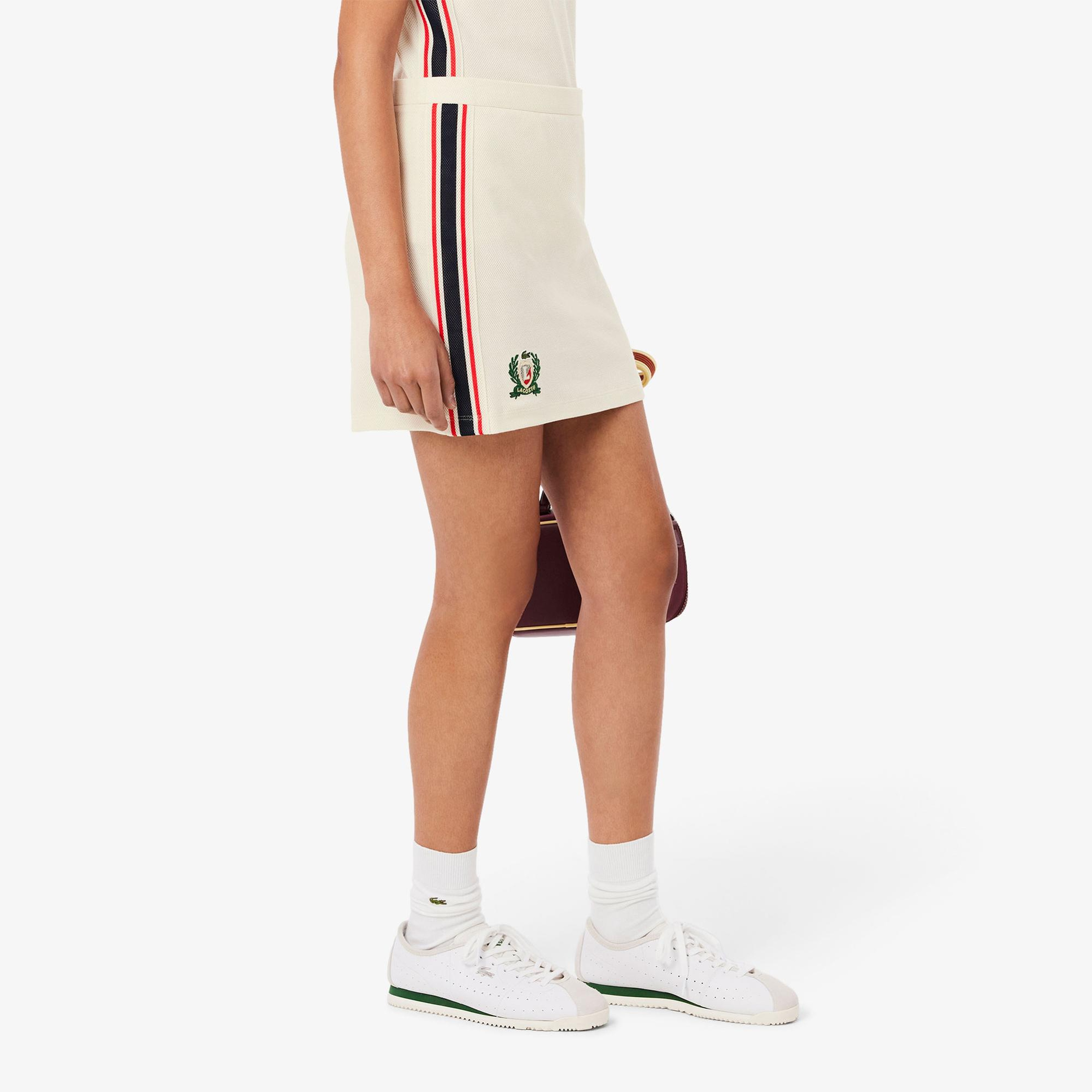 Lacoste Kadın Renk Bloklu Krem Etek