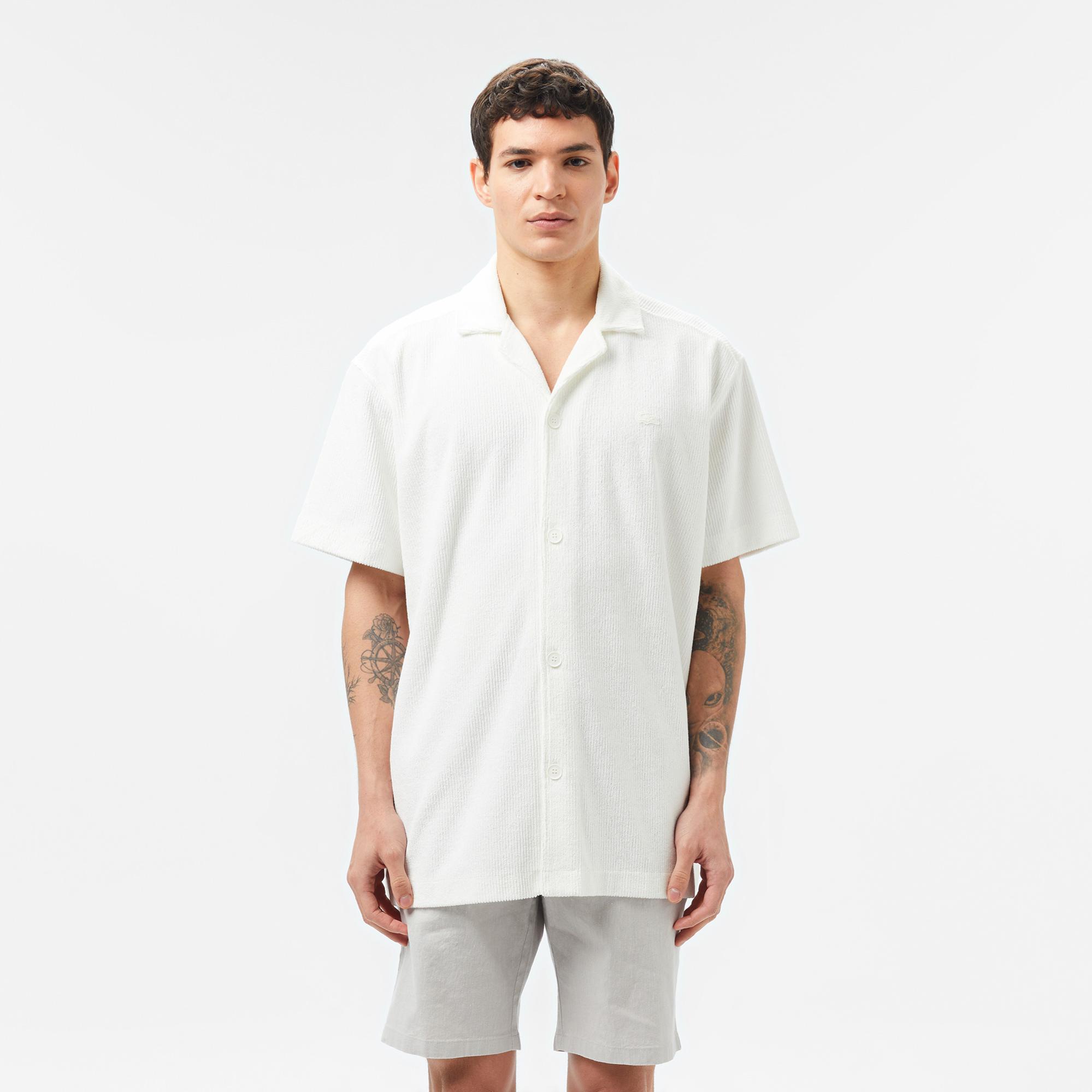 Lacoste Erkek Relaxed Fit Kısa Kollu Beyaz Gömlek