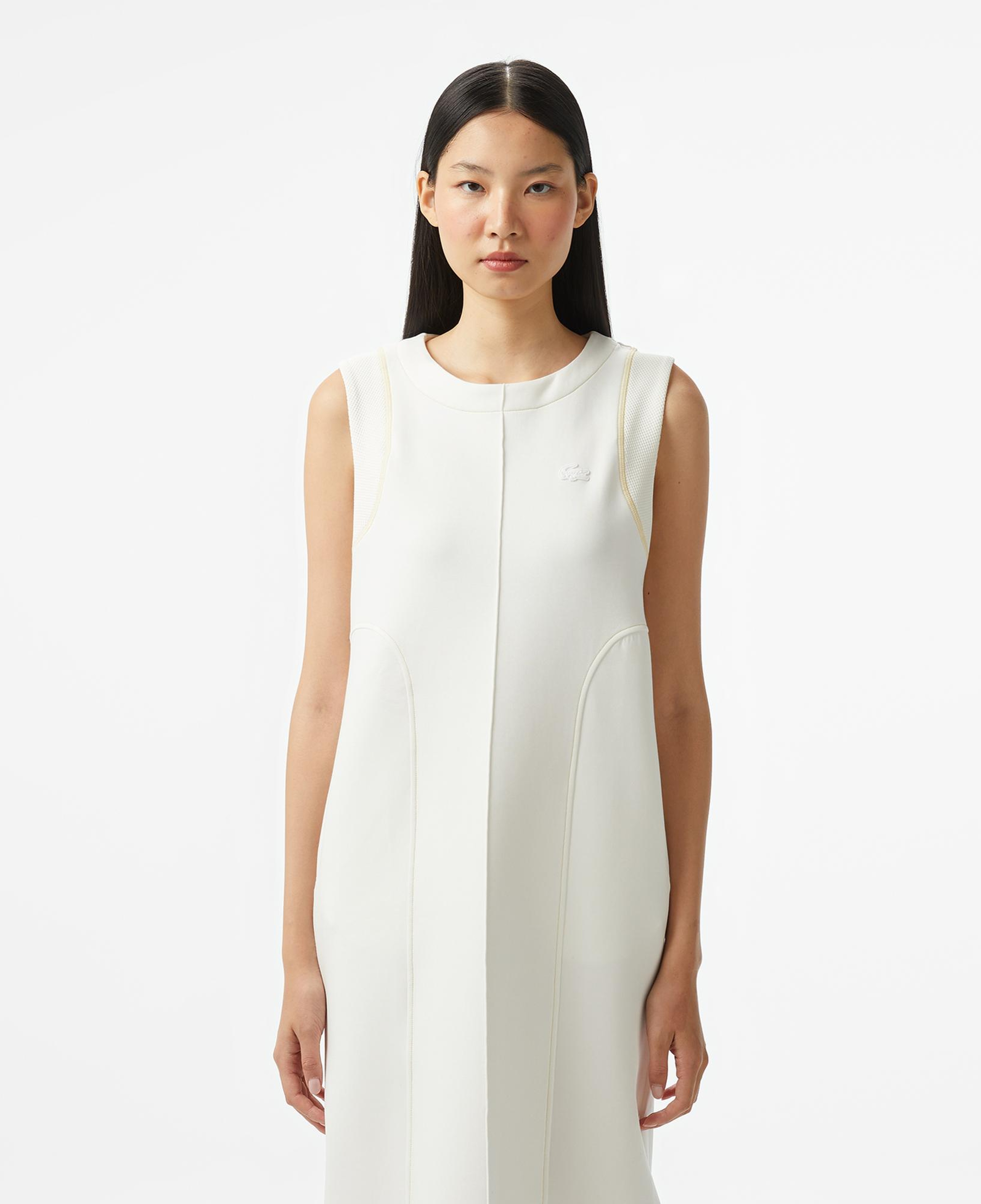 Lacoste Kadın Relaxed Fit Kolsuz Bisiklet Yaka Beyaz Elbise