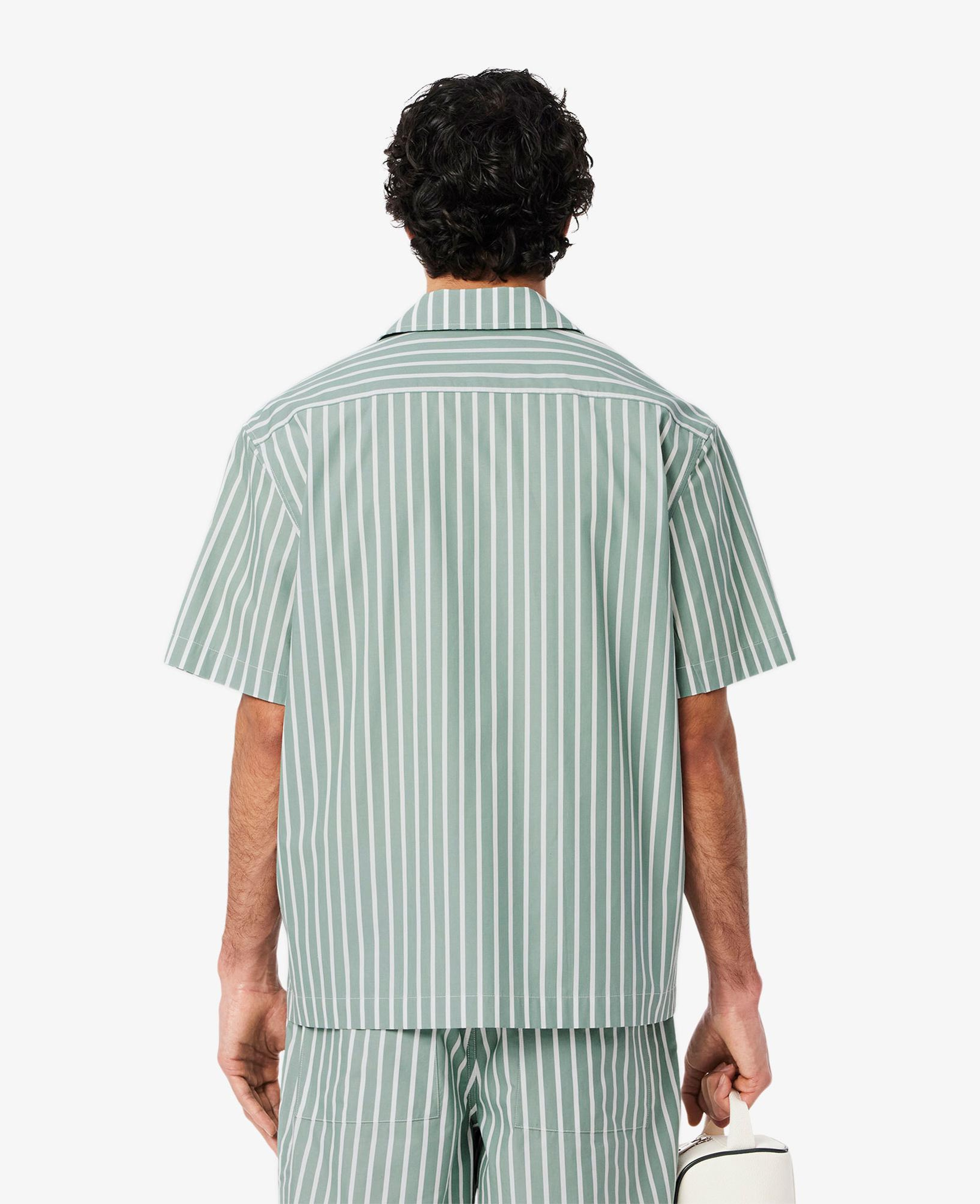 Lacoste Erkek Relaxed Fit Kısa Kollu Çizgili Yeşil Gömlek
