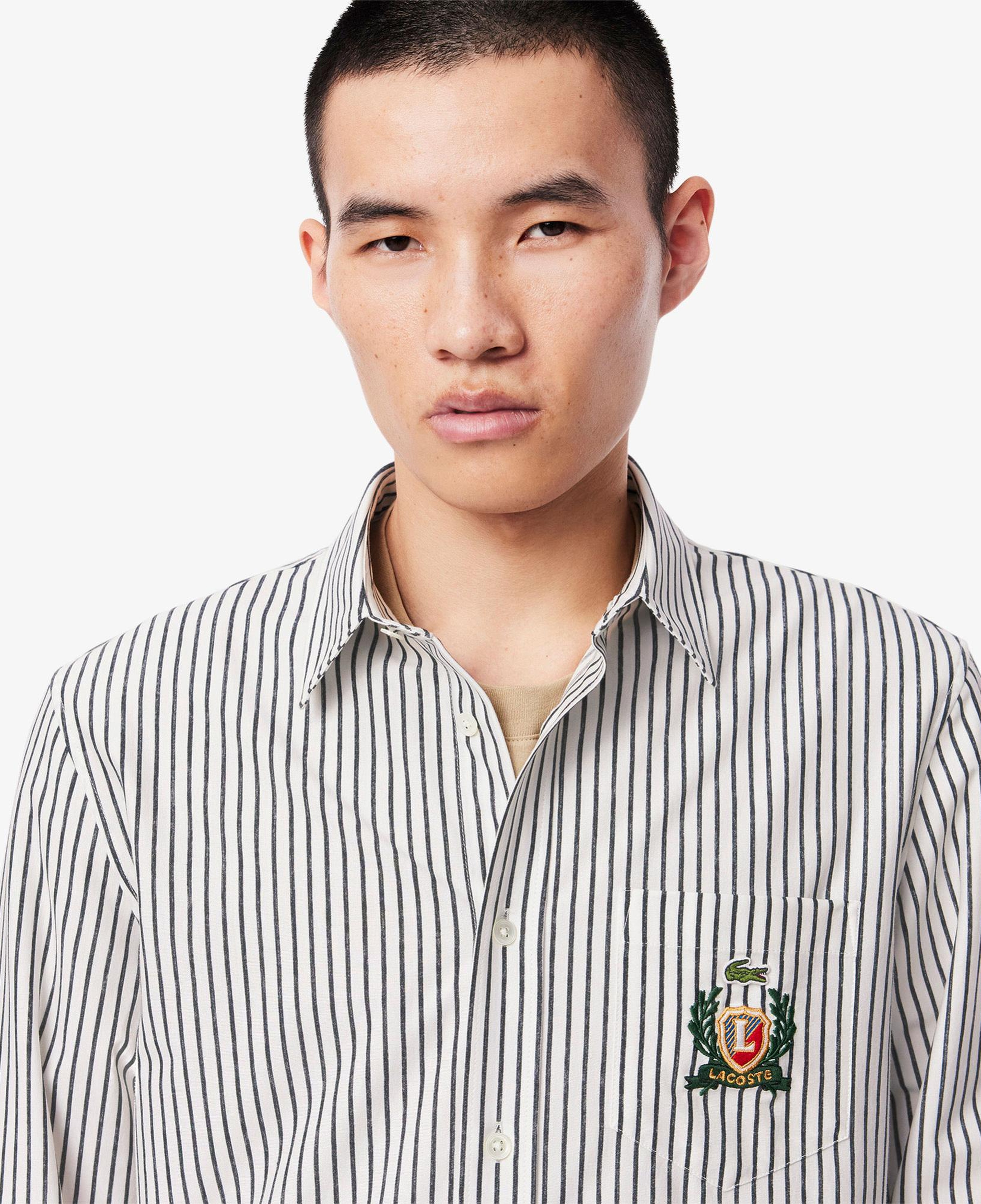 Lacoste Erkek Regular Fit Çizgili Beyaz Gömlek