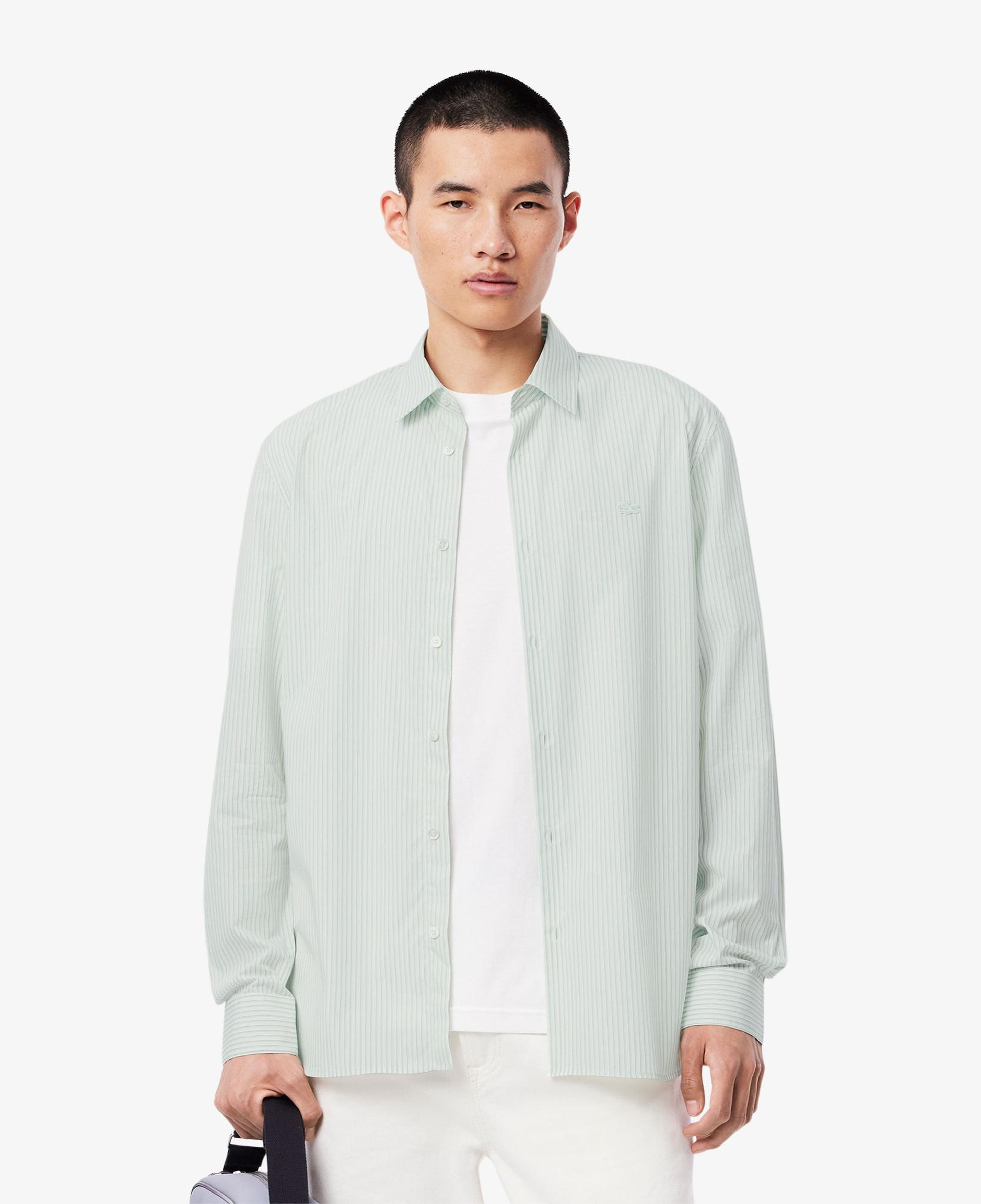 Lacoste Erkek Regular Fit Çizgili Açık Yeşil Gömlek