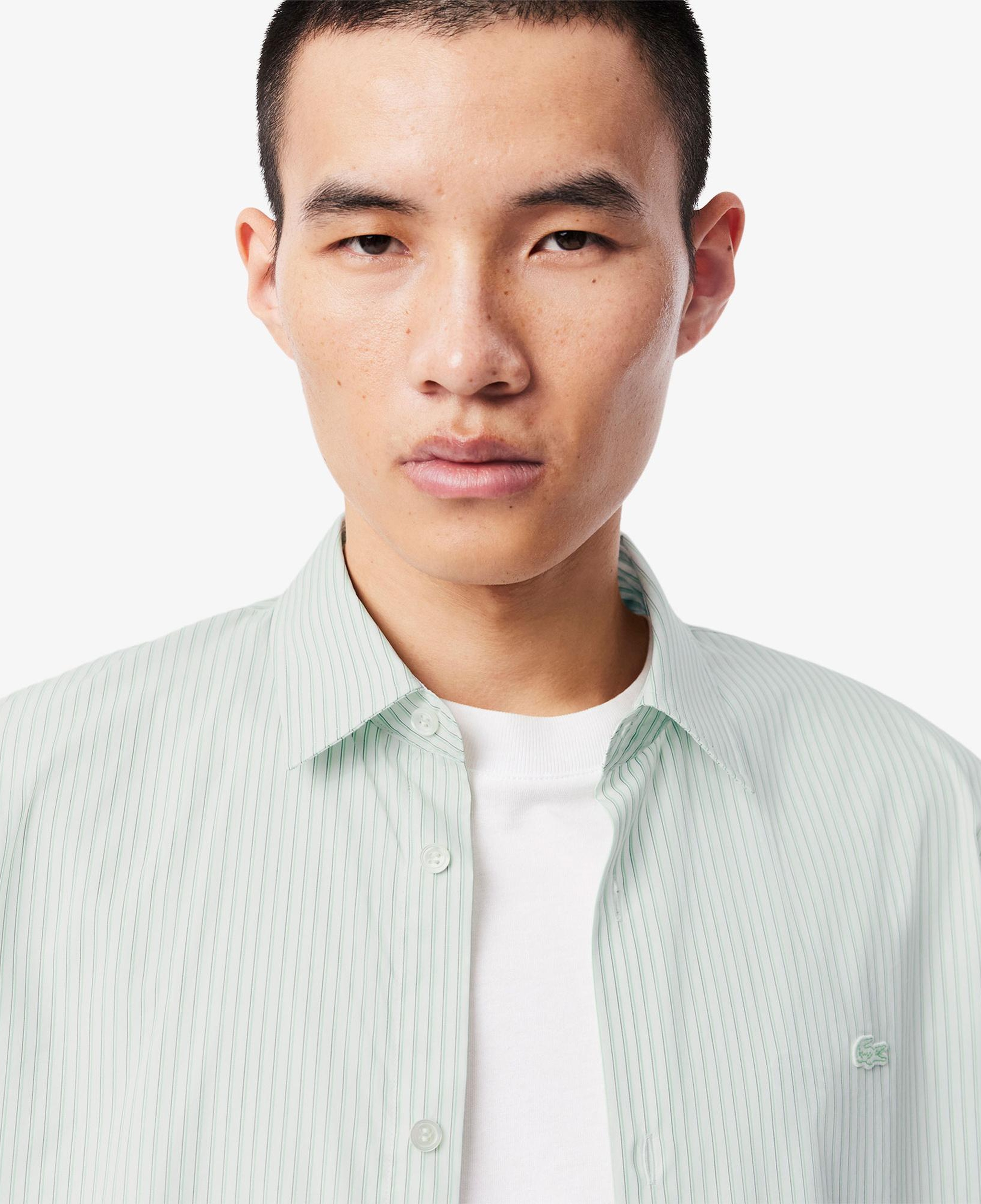 Lacoste Erkek Regular Fit Çizgili Açık Yeşil Gömlek