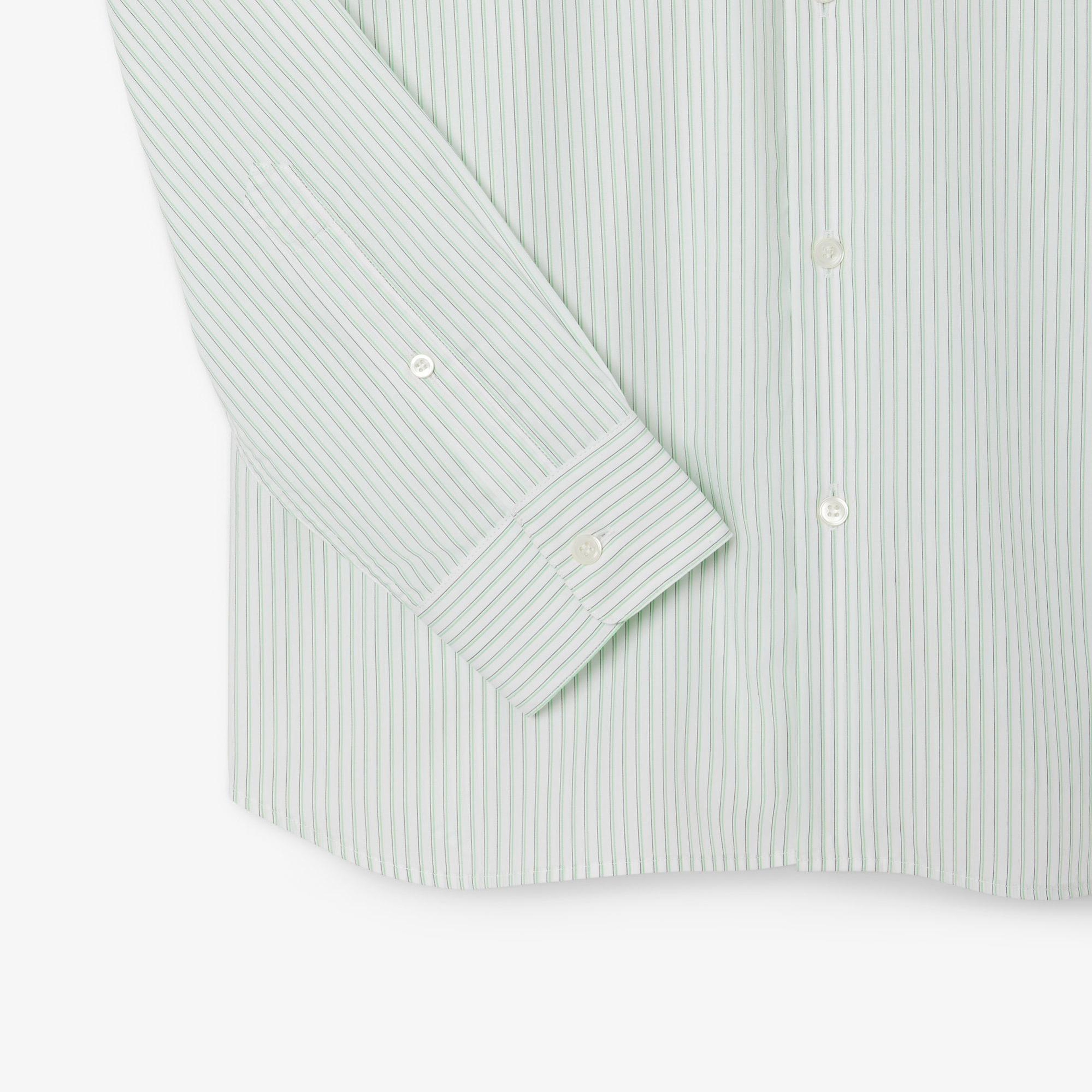 Lacoste Erkek Regular Fit Çizgili Açık Yeşil Gömlek