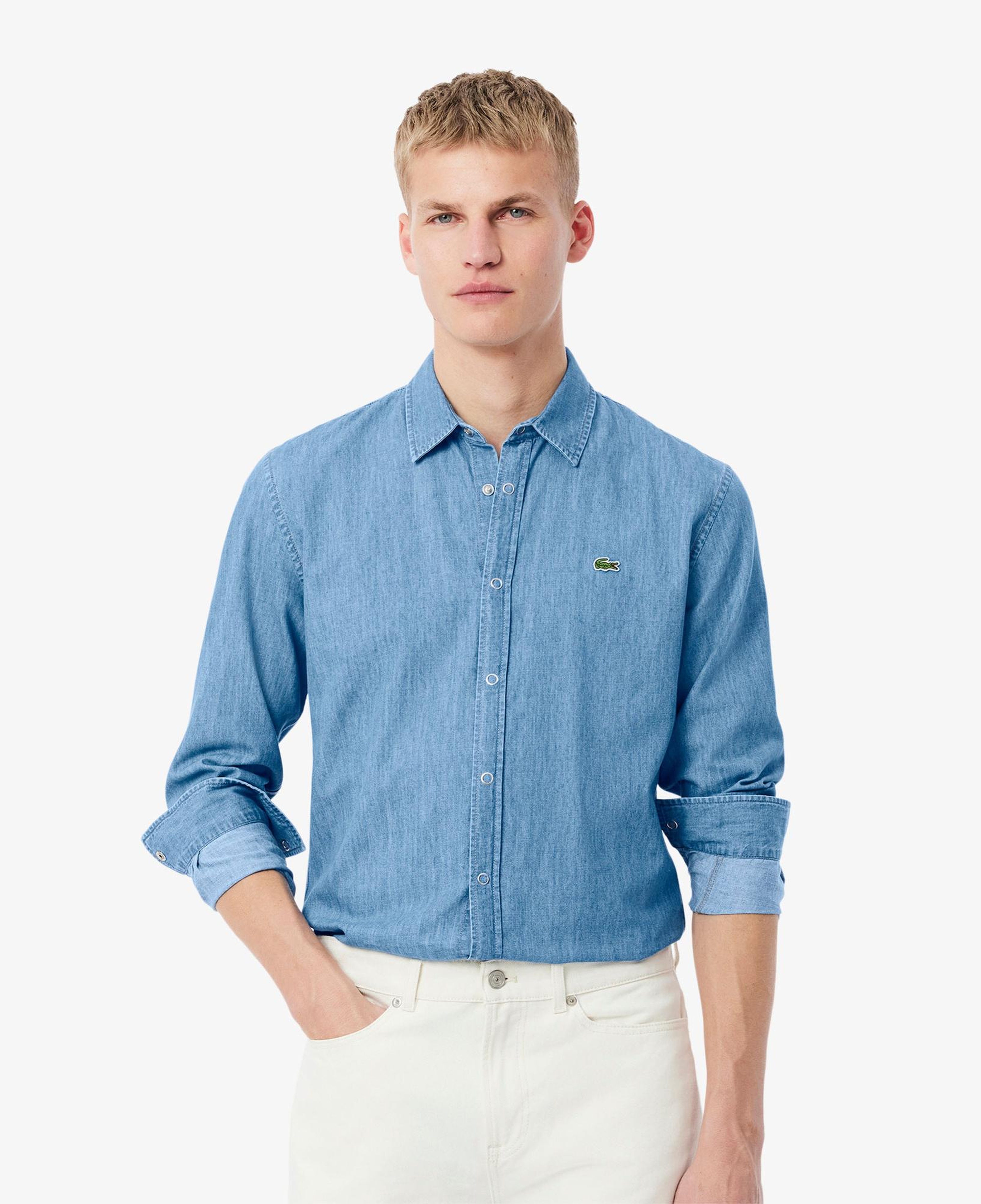 Lacoste Erkek Regular Fit Uzun Kollu Denim Mavi Gömlek