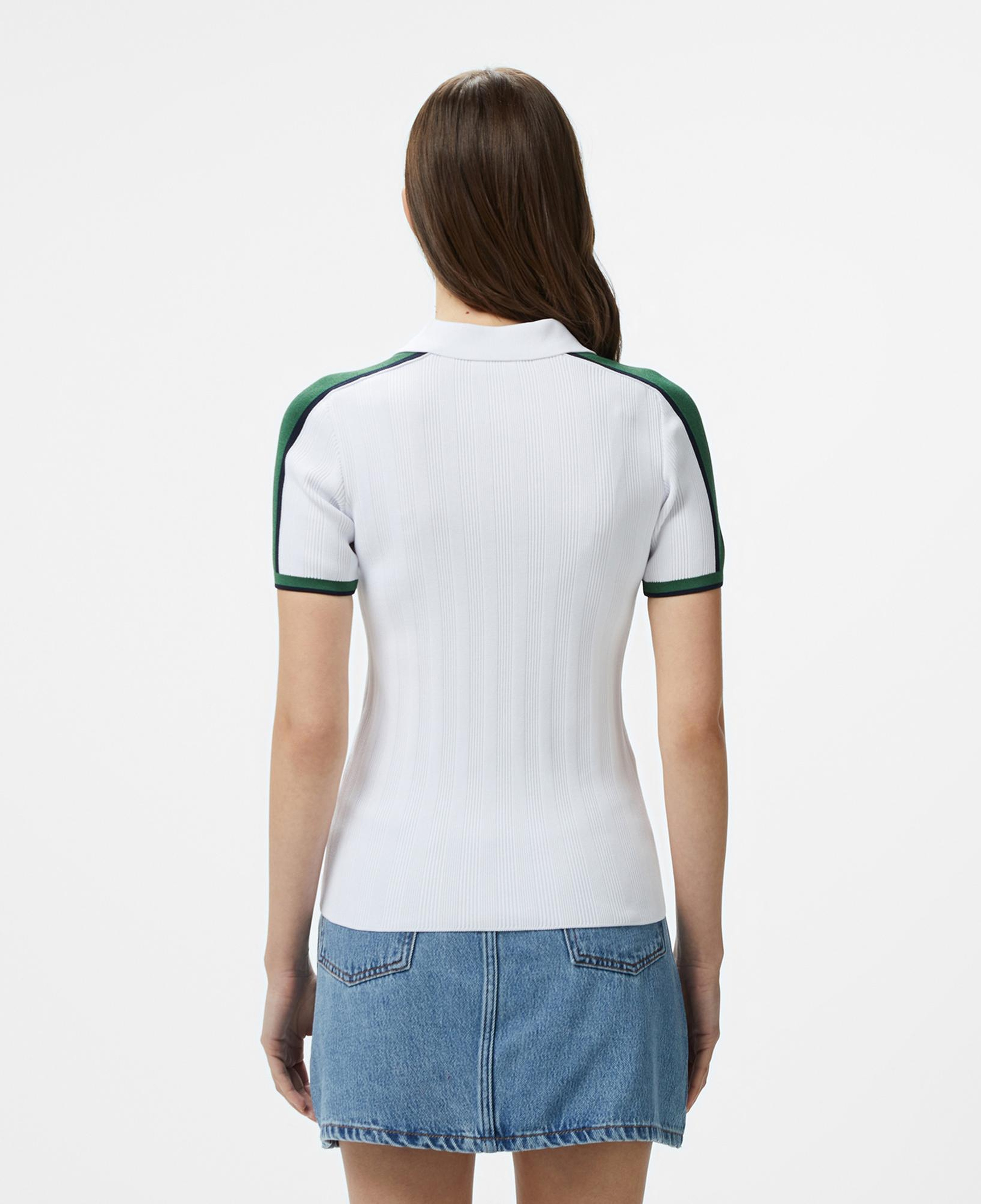 Lacoste Kadın Slim Fit Kısa Kollu Yarım Fermuarlı Beyaz Triko