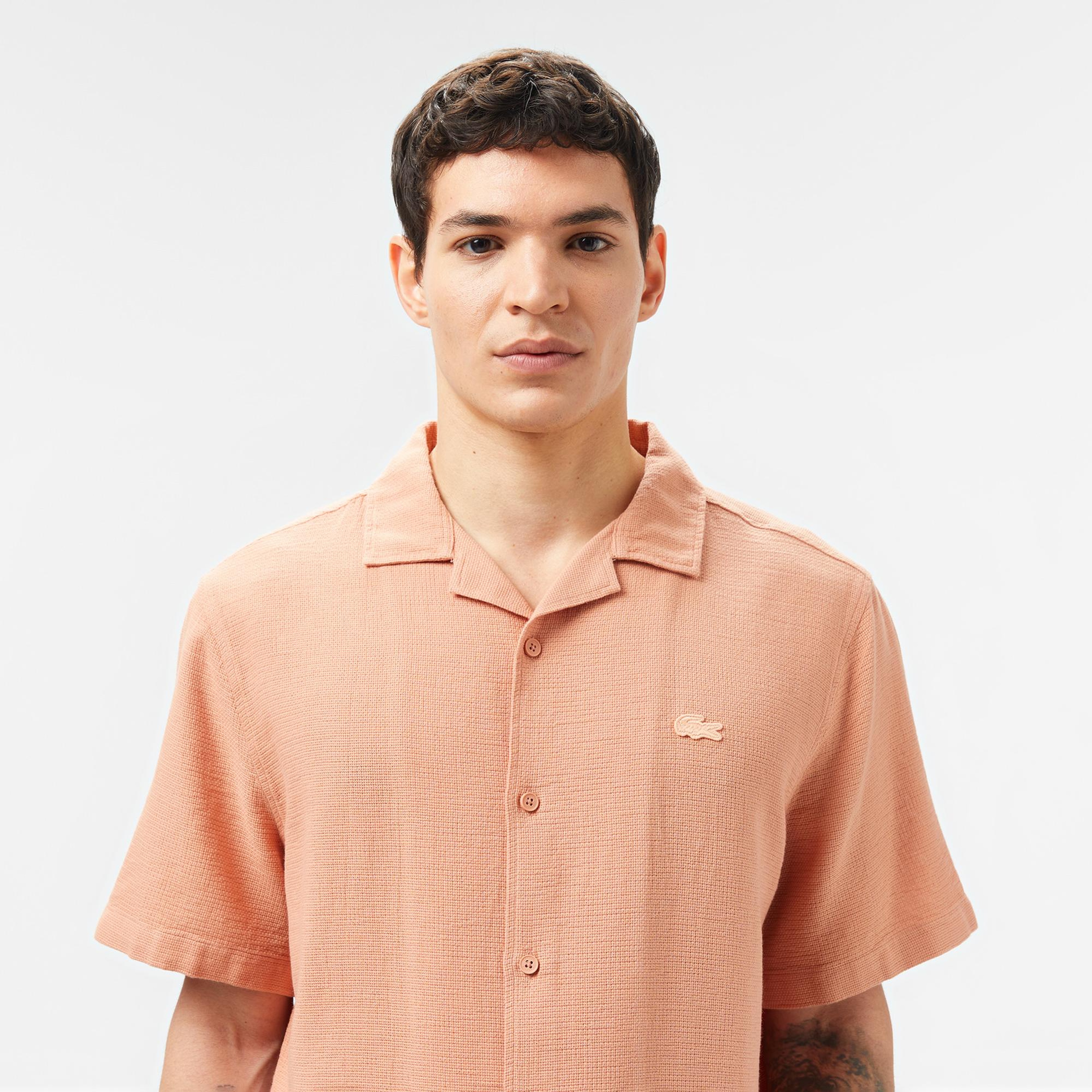 Lacoste Erkek Regular Fit Kısa Kollu Pembe Gömlek