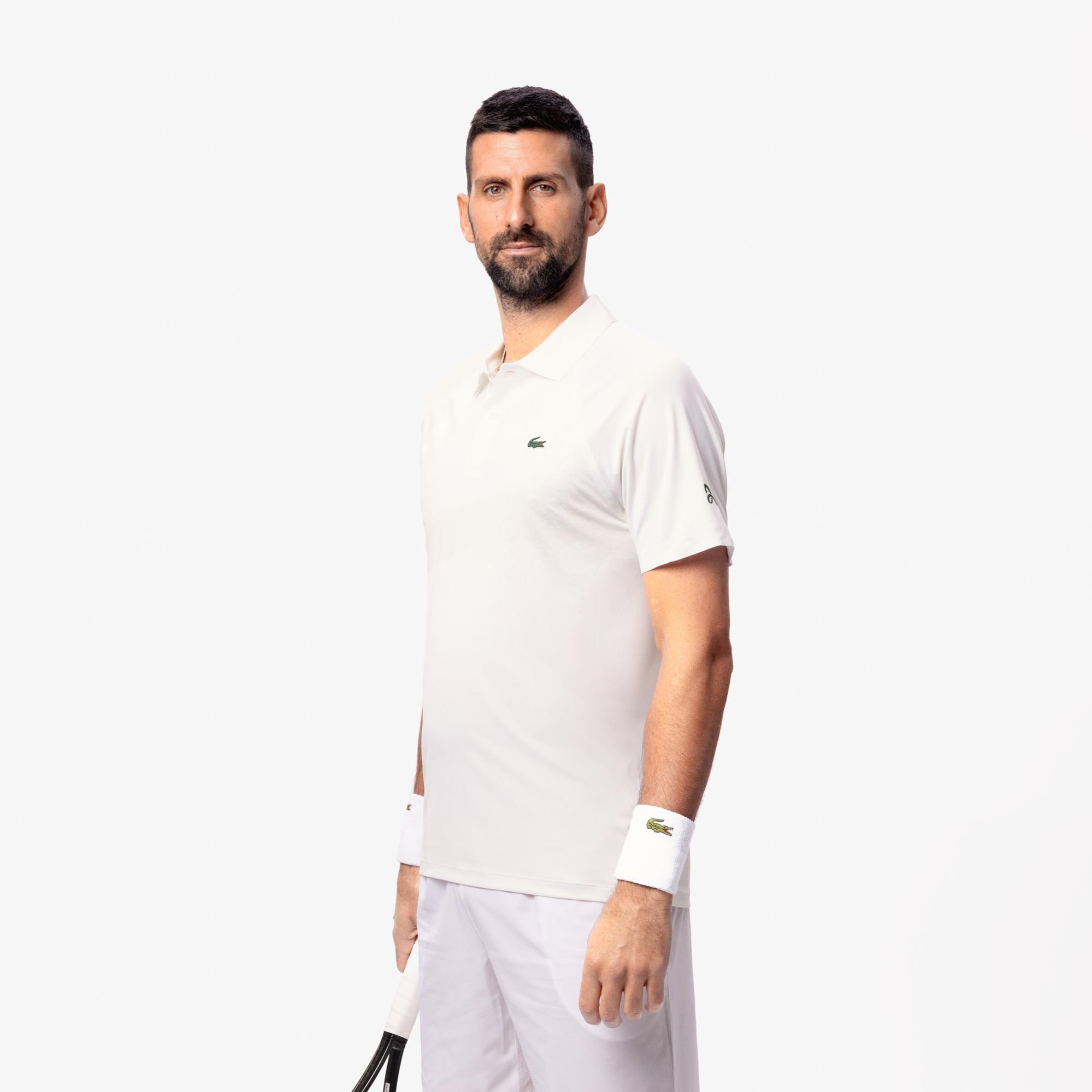Lacoste Sport X Novak Djokovic Erkek Slim Fit Baskılı Beyaz Polo