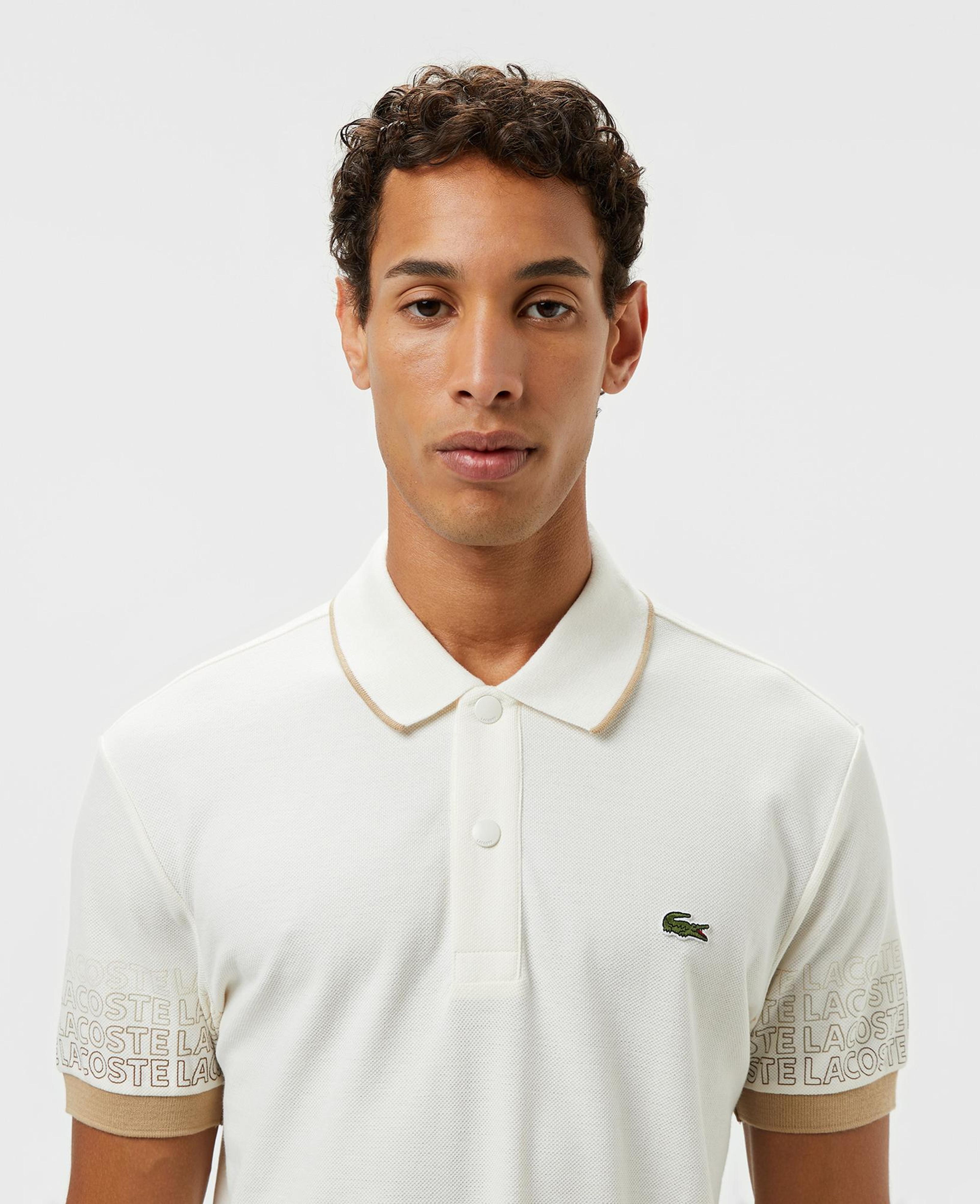 Lacoste Loose Fit Erkek Baskılı Beyaz Polo