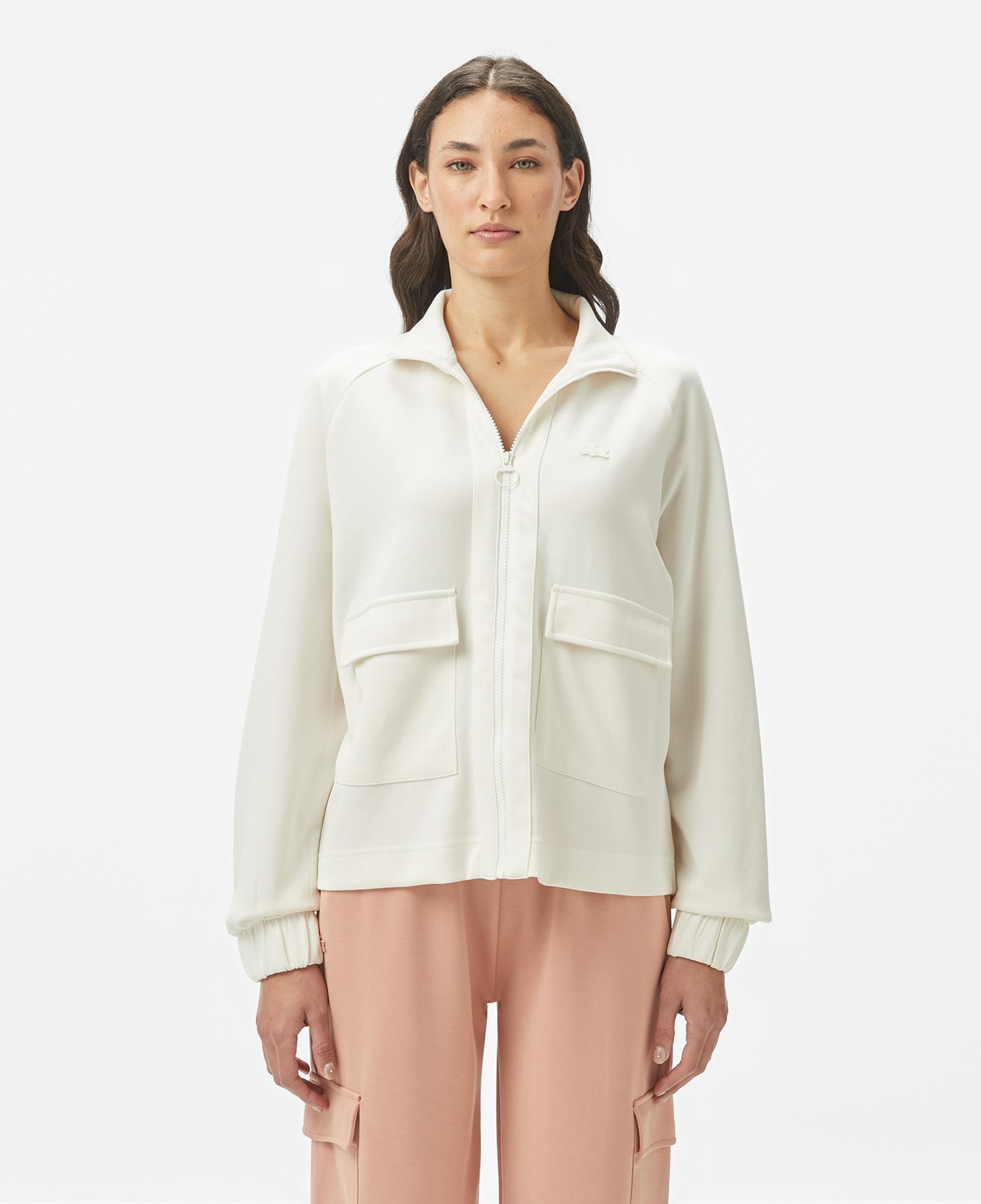 Lacoste Kadın Loose Fit Fermuarlı Beyaz Sweatshirt