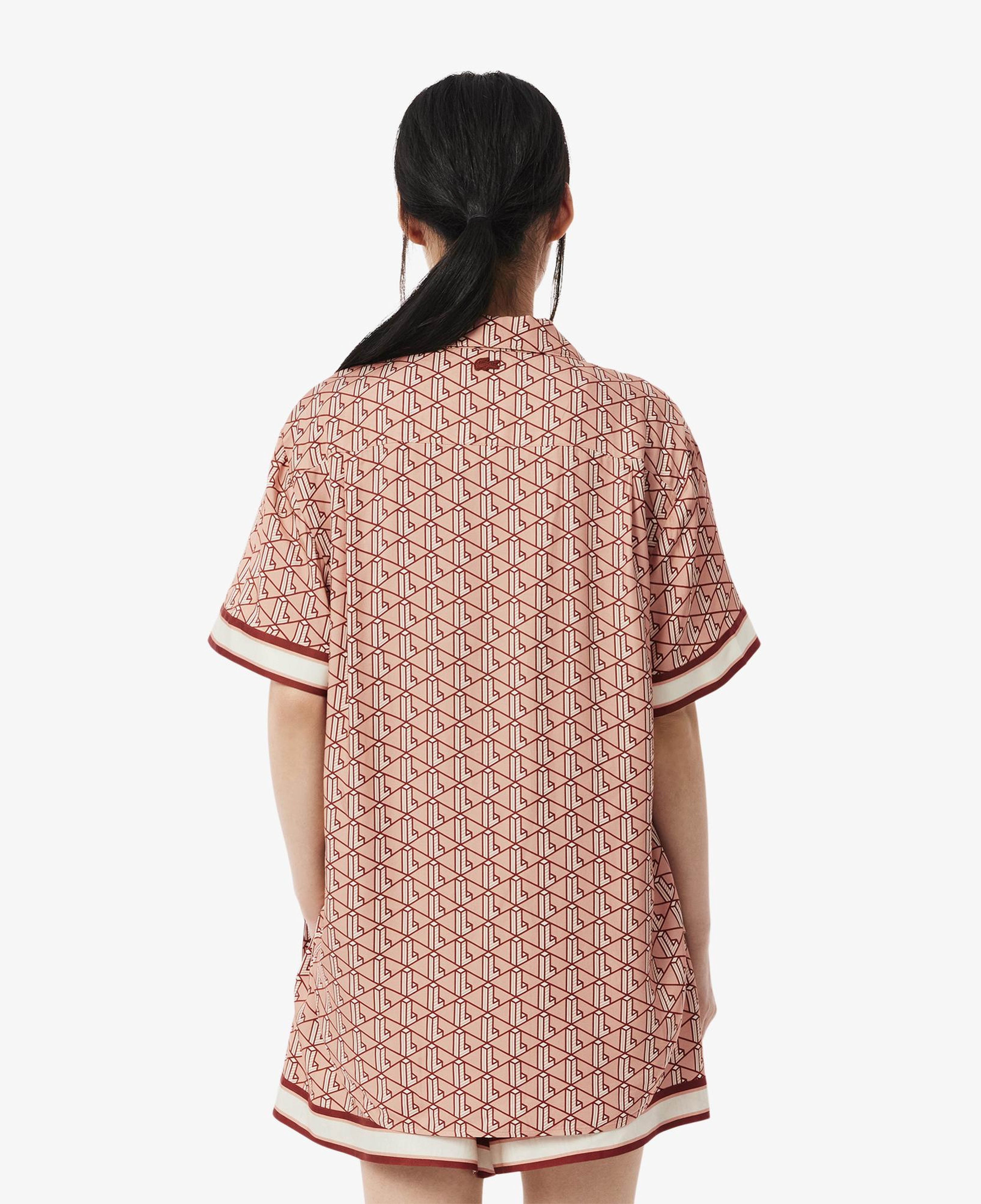 Lacoste Kadın Oversize Fit Kısa Kollu Monogram Renkli Gömlek