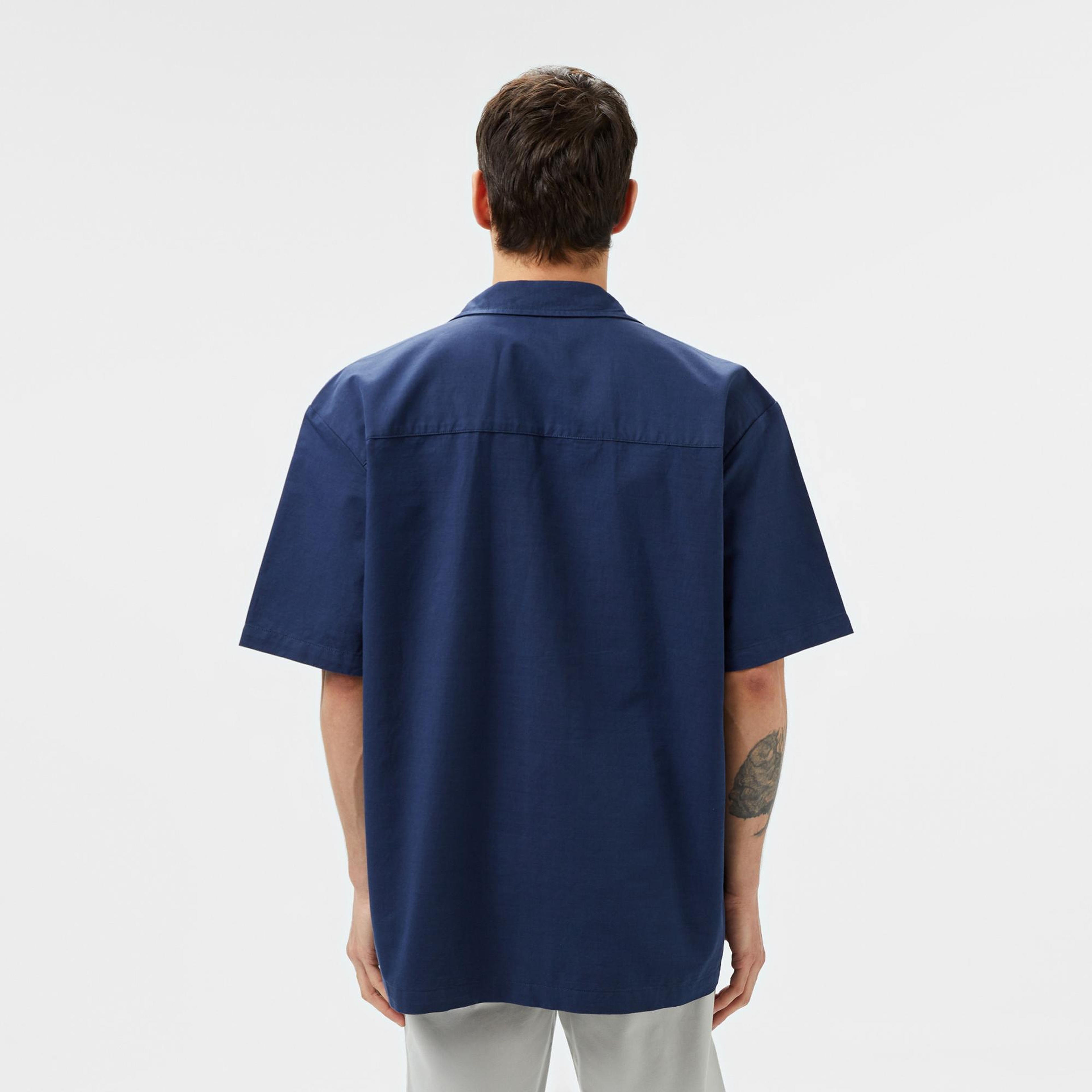 Lacoste Erkek Relaxed Fit Kısa Kollu Lacivert Gömlek