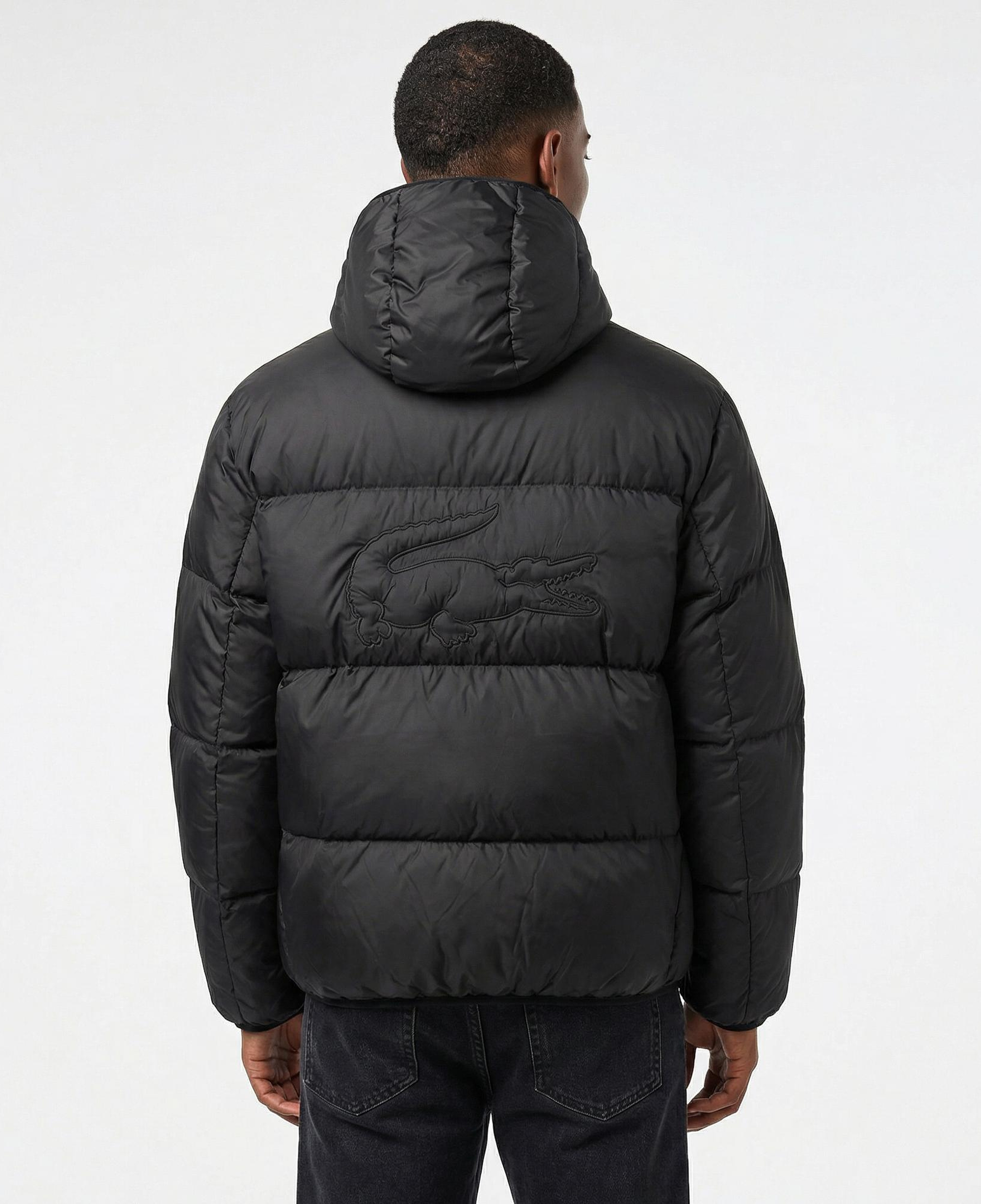 Lacoste Erkek Relaxed Fit Kapüşonlu Siyah Şişme Mont