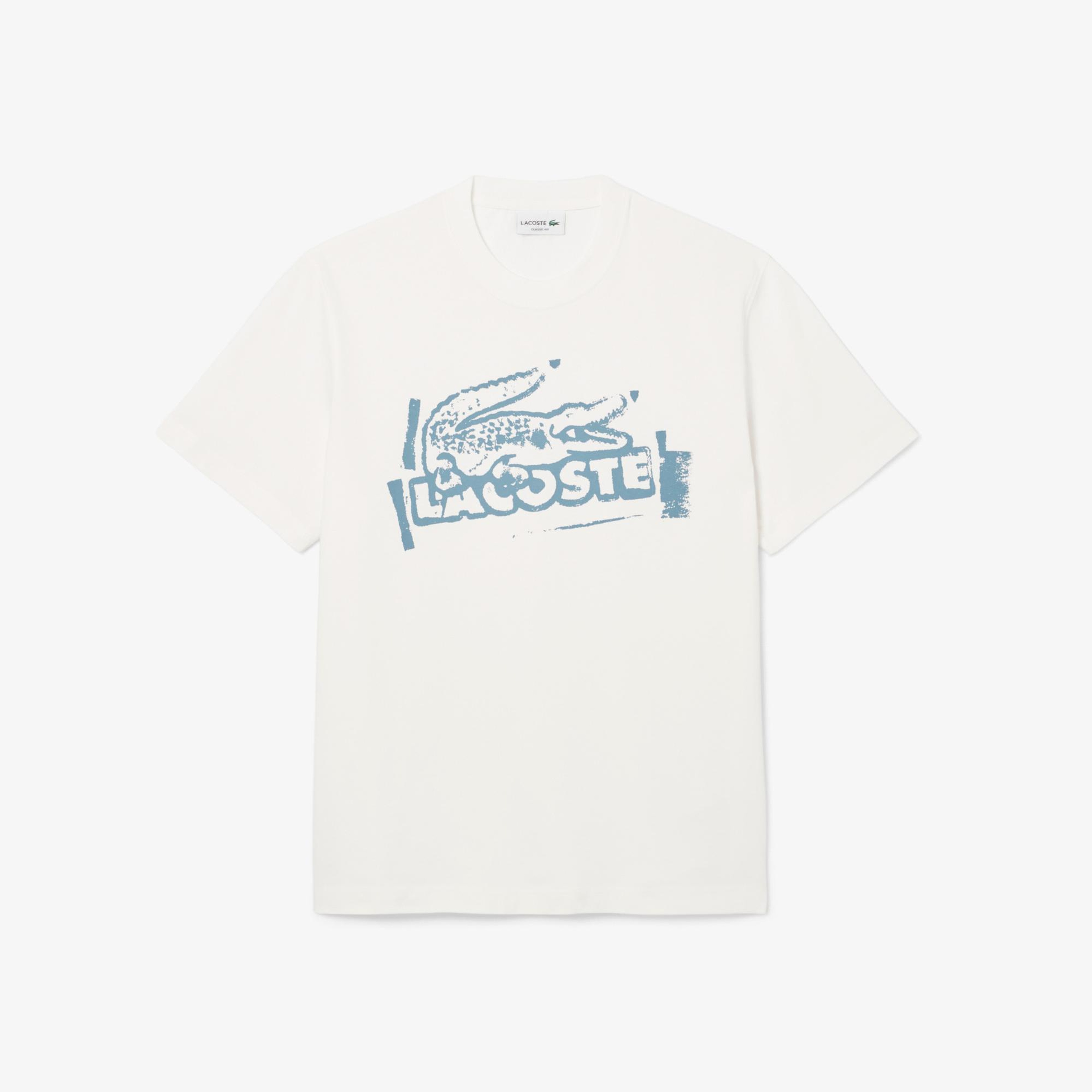 Lacoste Classic Fit Baskılı Erkek Bej T-Shirt