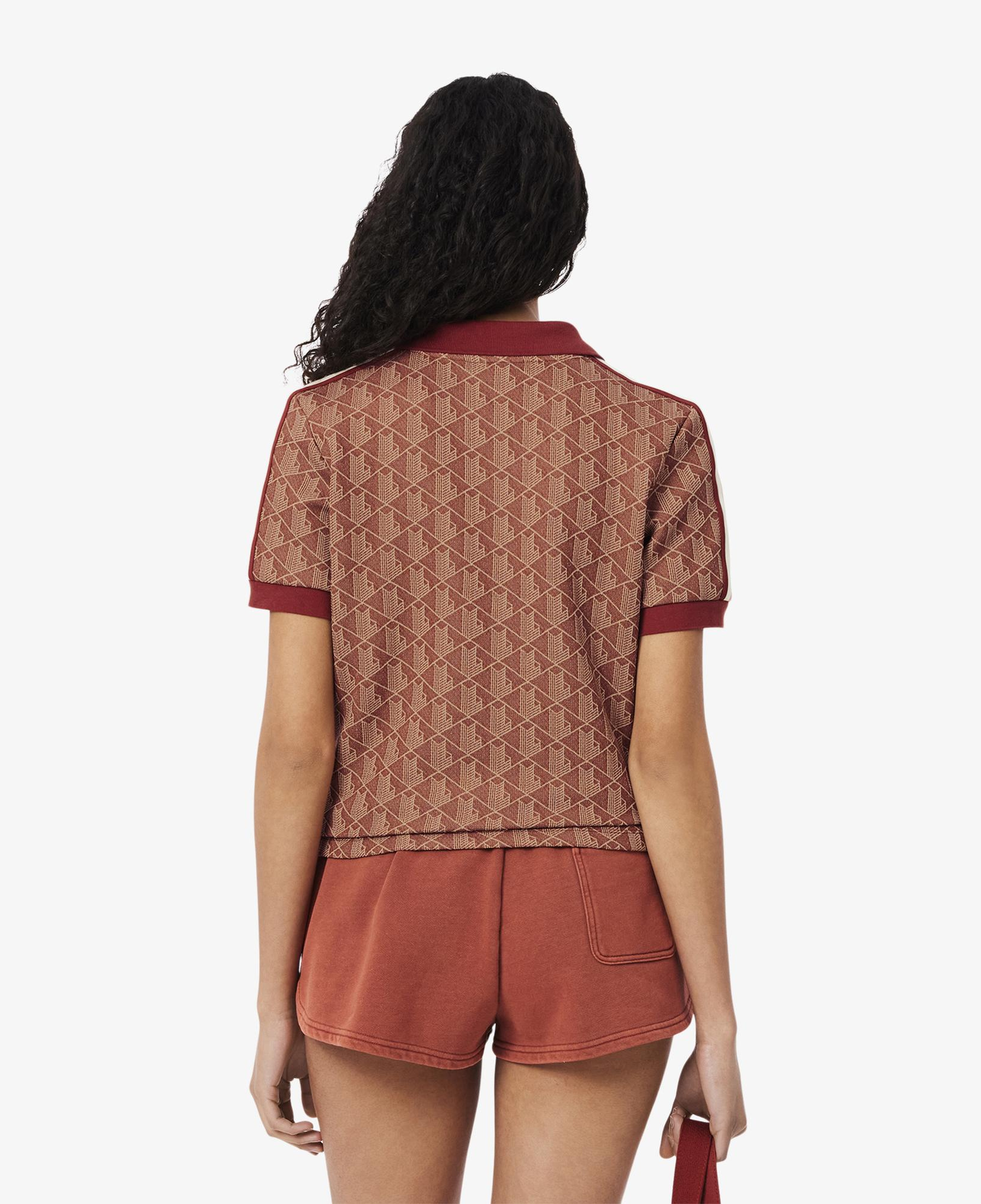 Lacoste Slim Fit Monogram Kadın Kahverengi Polo