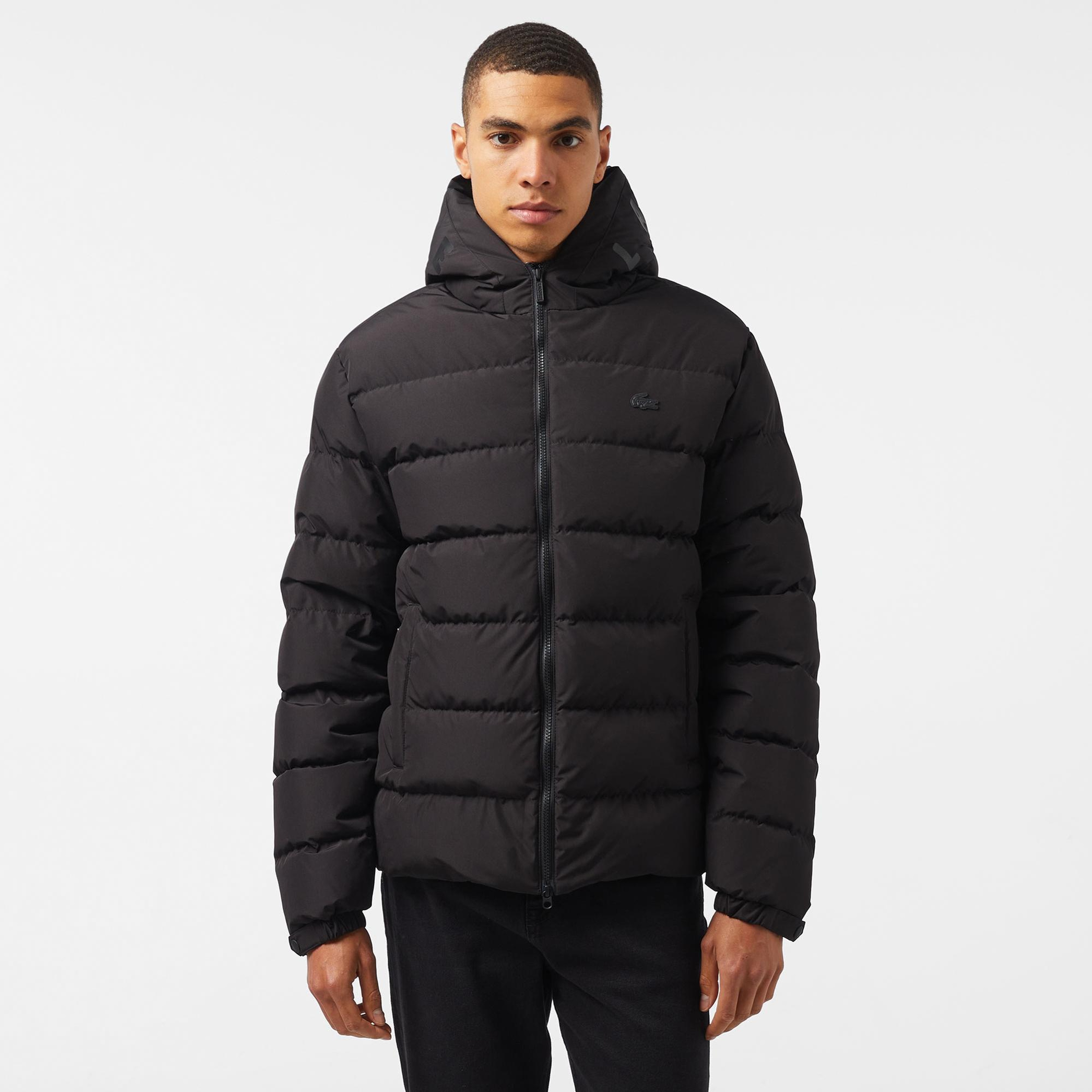 Lacoste Erkek Regular Fit Kapüşonlu Siyah Şişme Mont