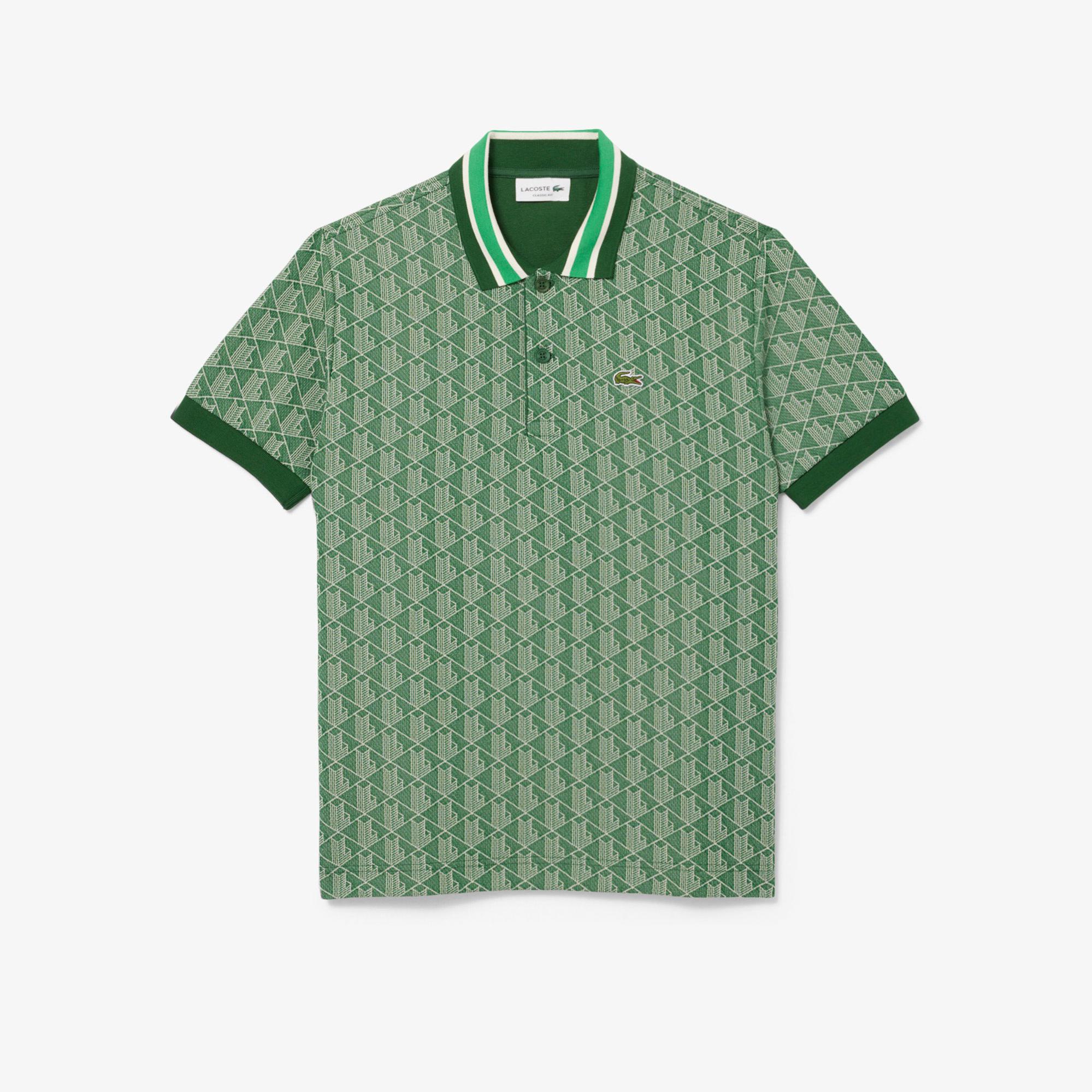 Lacoste Classic Fit Monogram Erkek Yeşil Polo