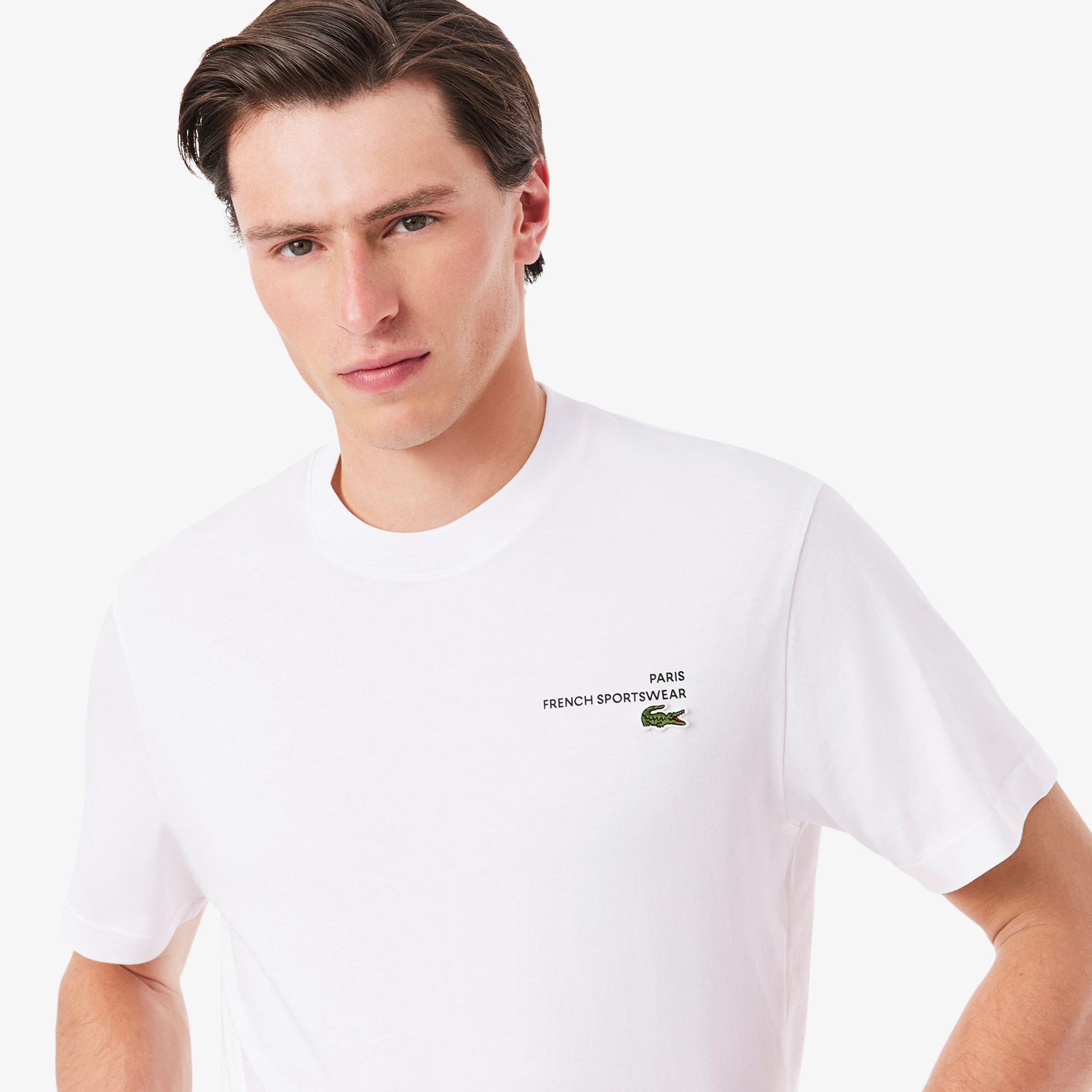 Lacoste Print Motif Erkek Beyaz T-Shirt