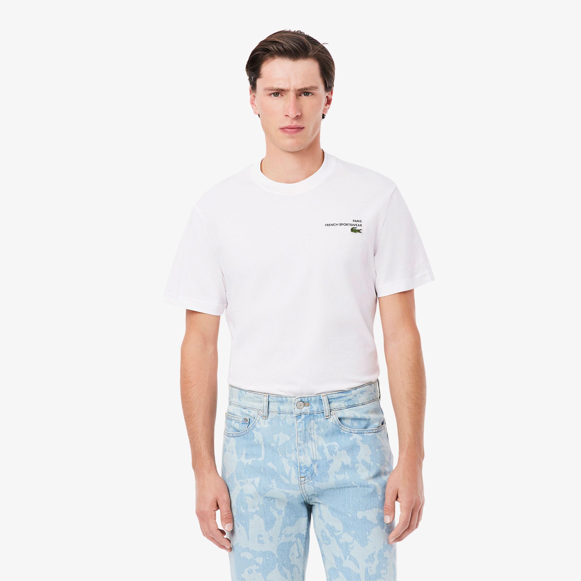 Lacoste Print Motif Erkek Beyaz T-Shirt