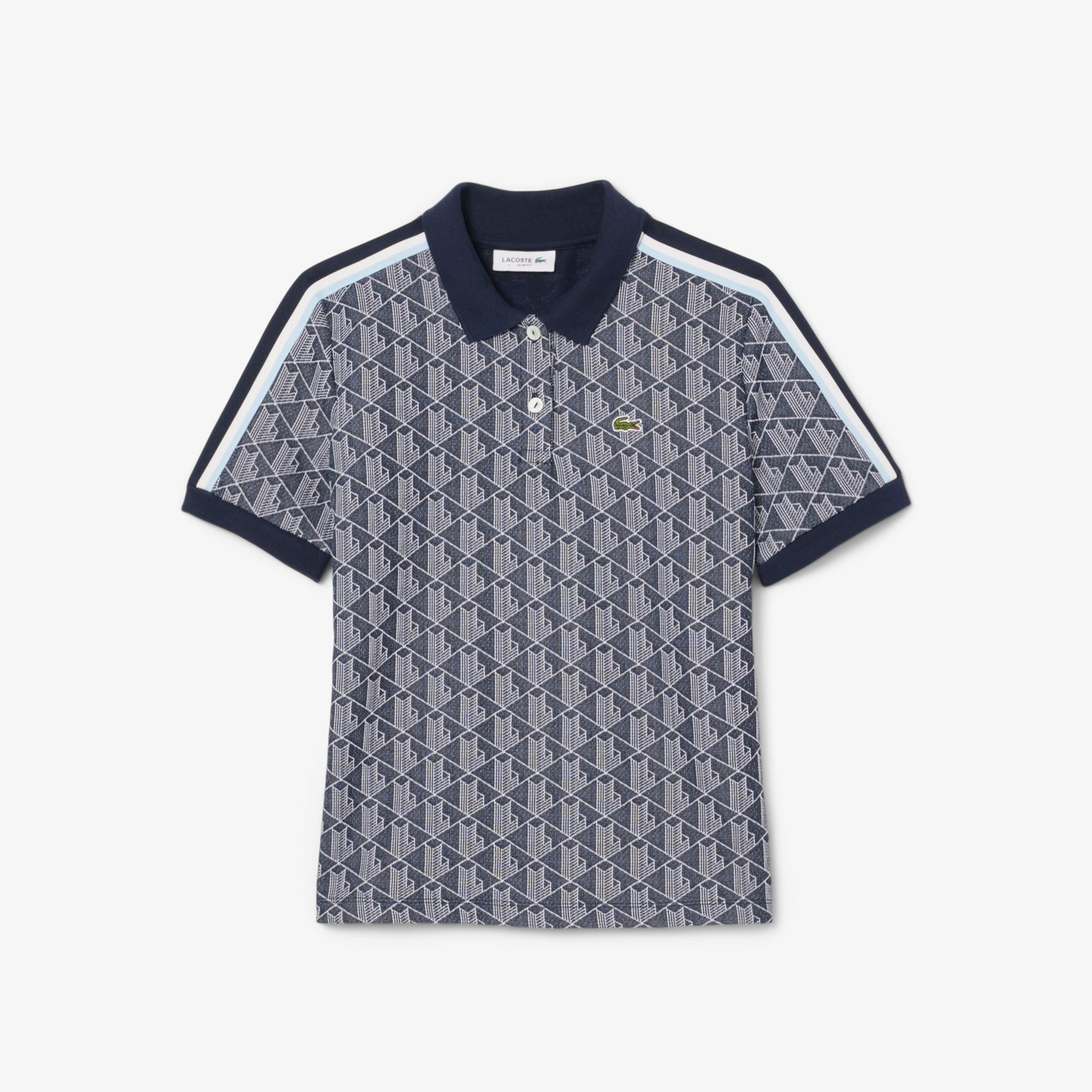 Lacoste Slim Fit Monogram Kadın Siyah Polo