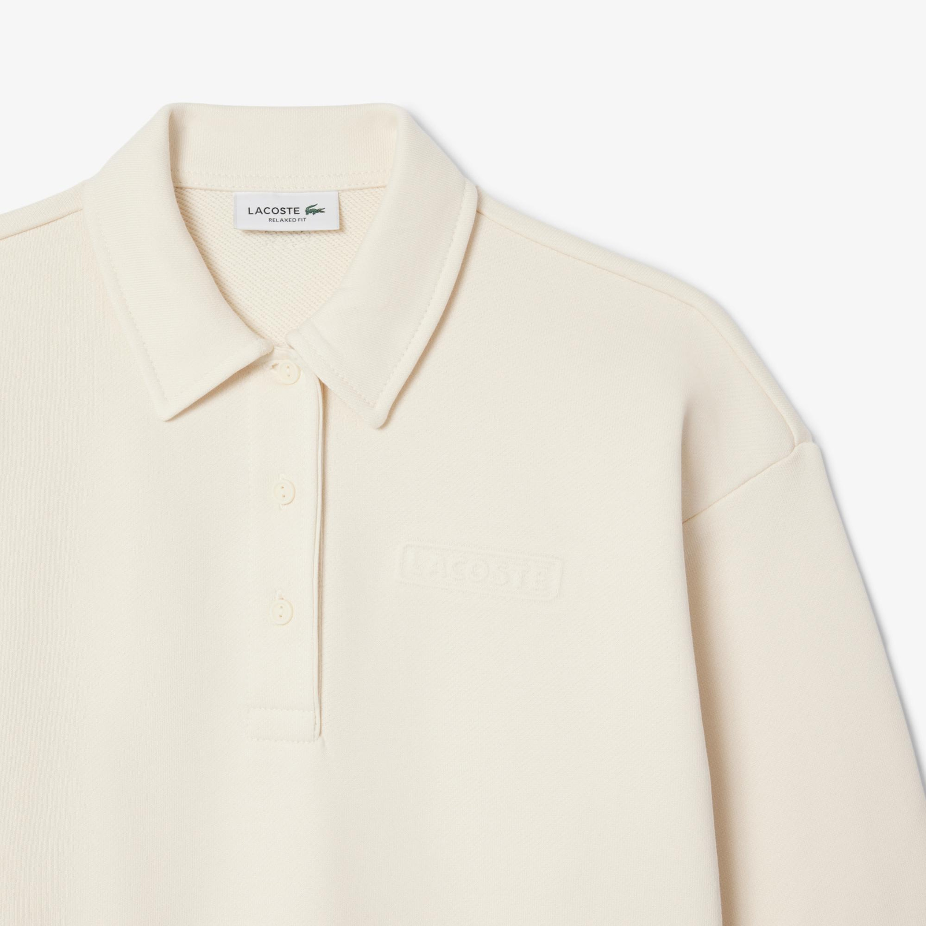 Lacoste Kadın Relaxed Fit Polo Yaka Krem Sweatshirt