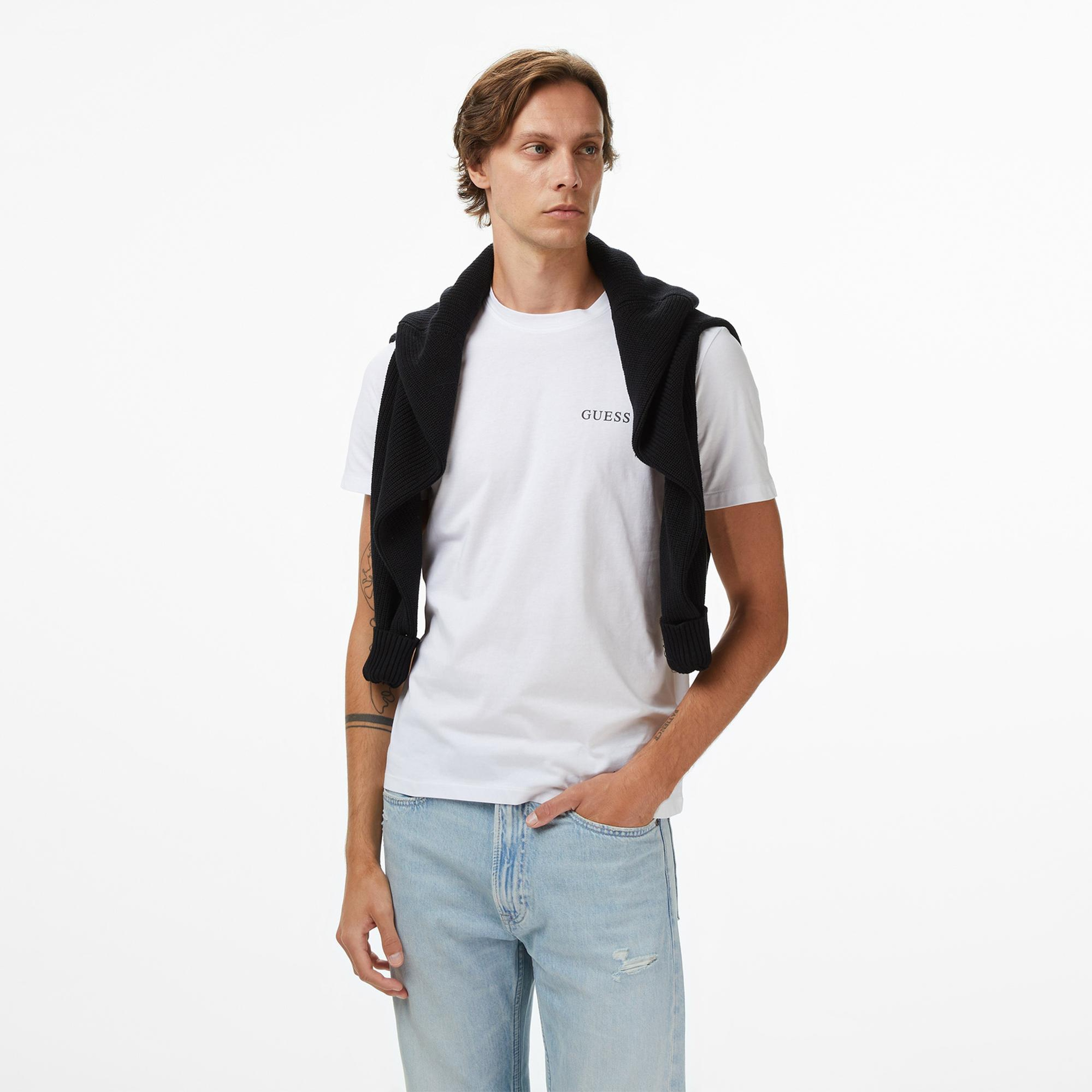 Guess 3'lü Erkek Beyaz T-Shirt