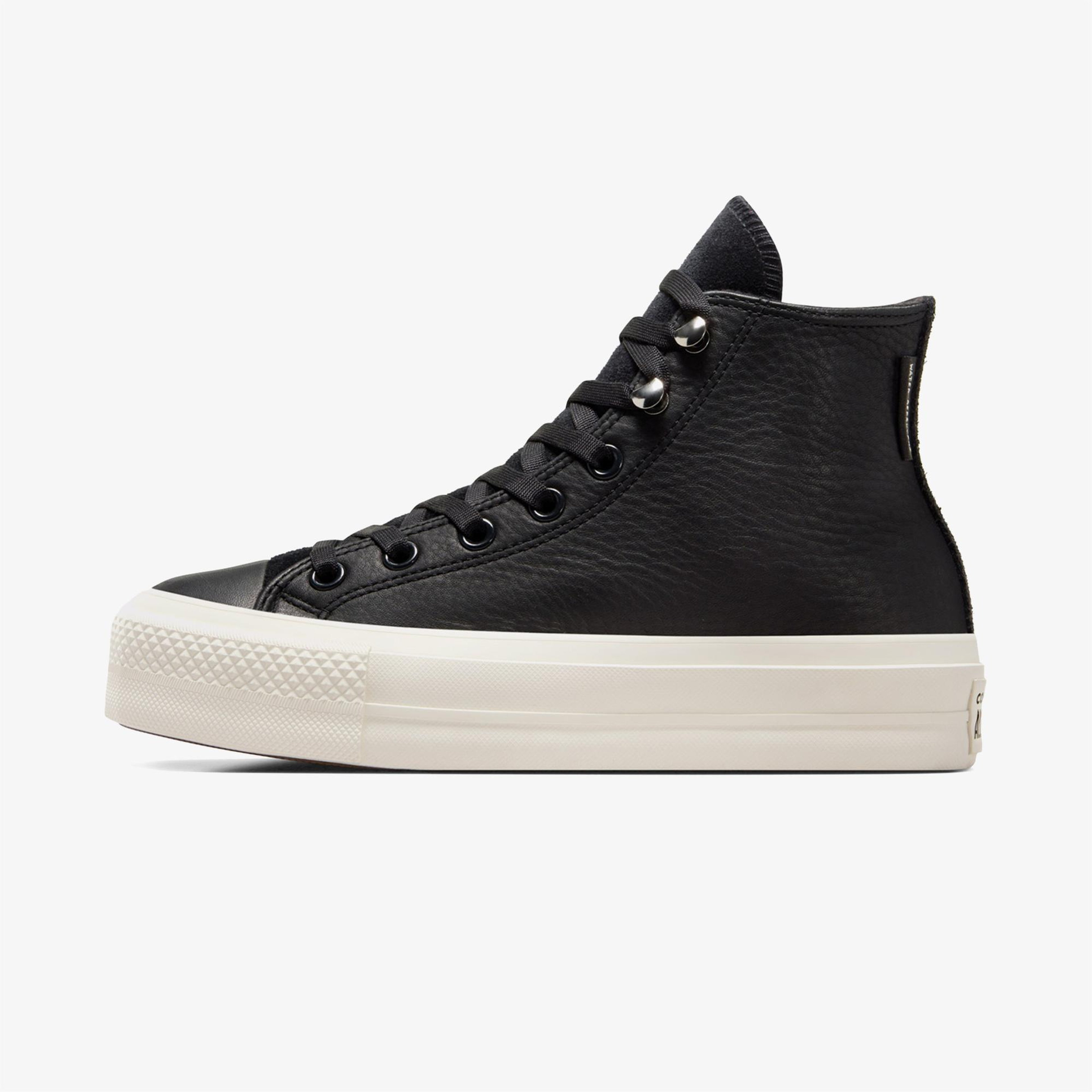 Converse Chuck Taylor All Star Lift Kadın Siyah Deri Platform Bot
