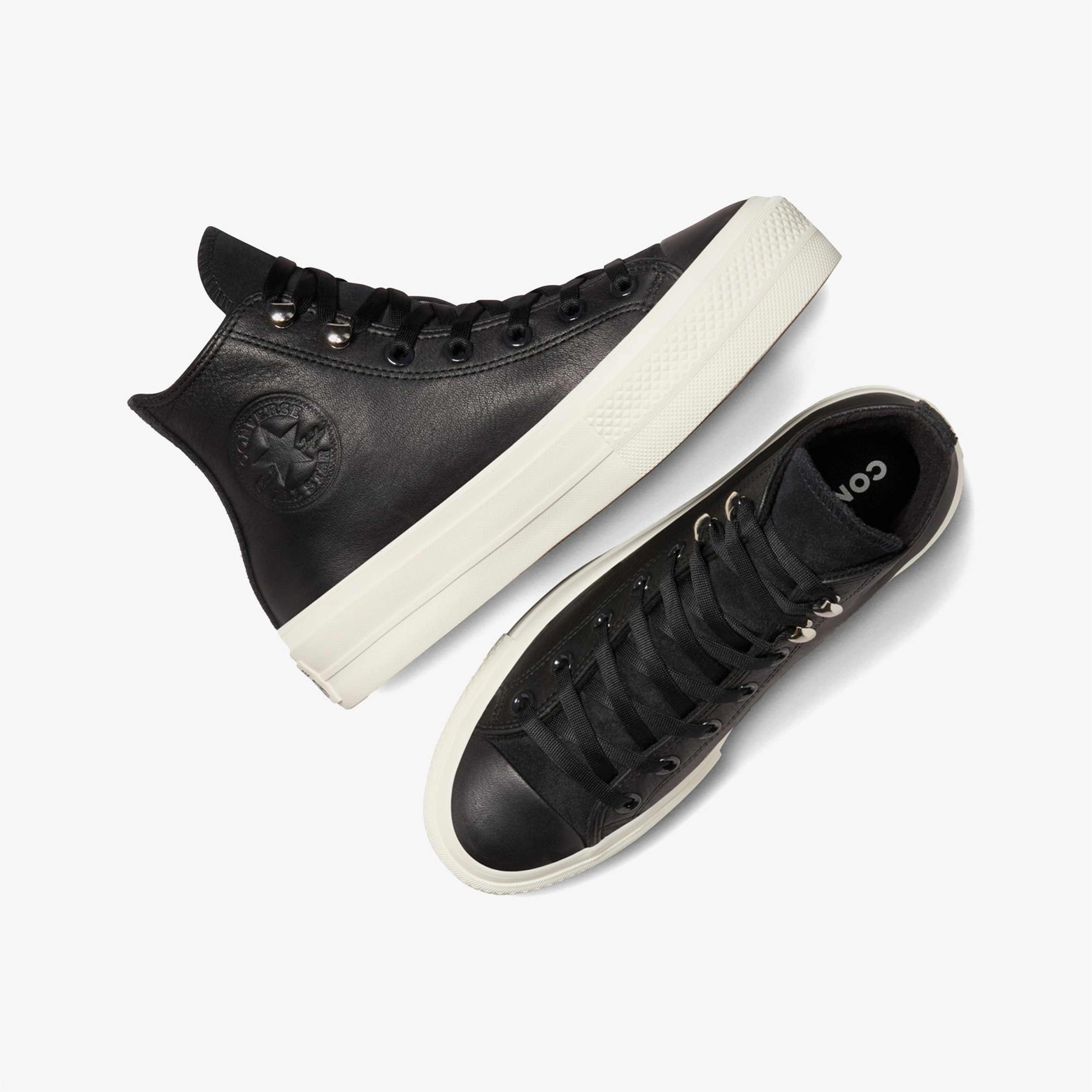 Converse Chuck Taylor All Star Lift Kadın Siyah Deri Platform Bot