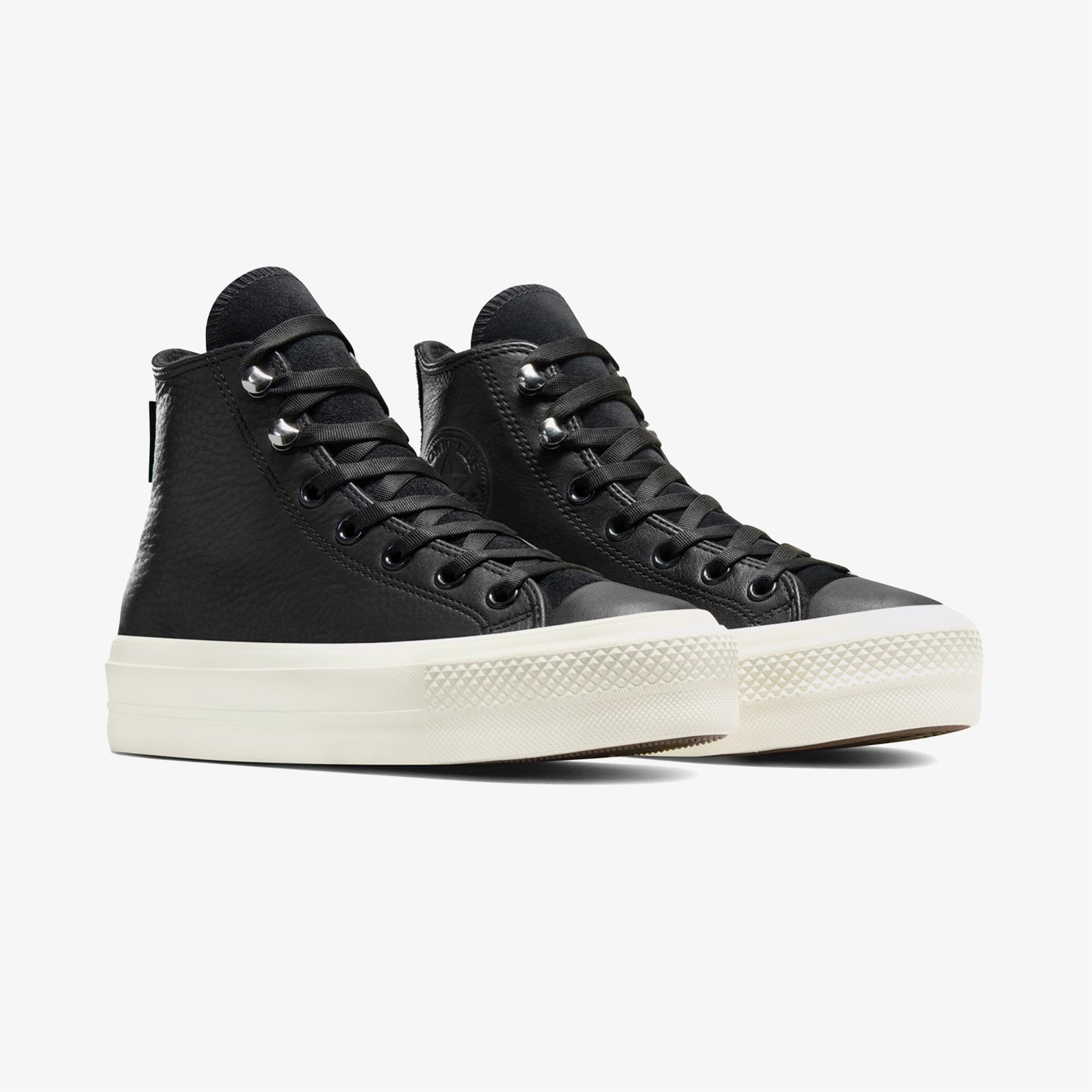 Converse Chuck Taylor All Star Lift Kadın Siyah Deri Platform Bot