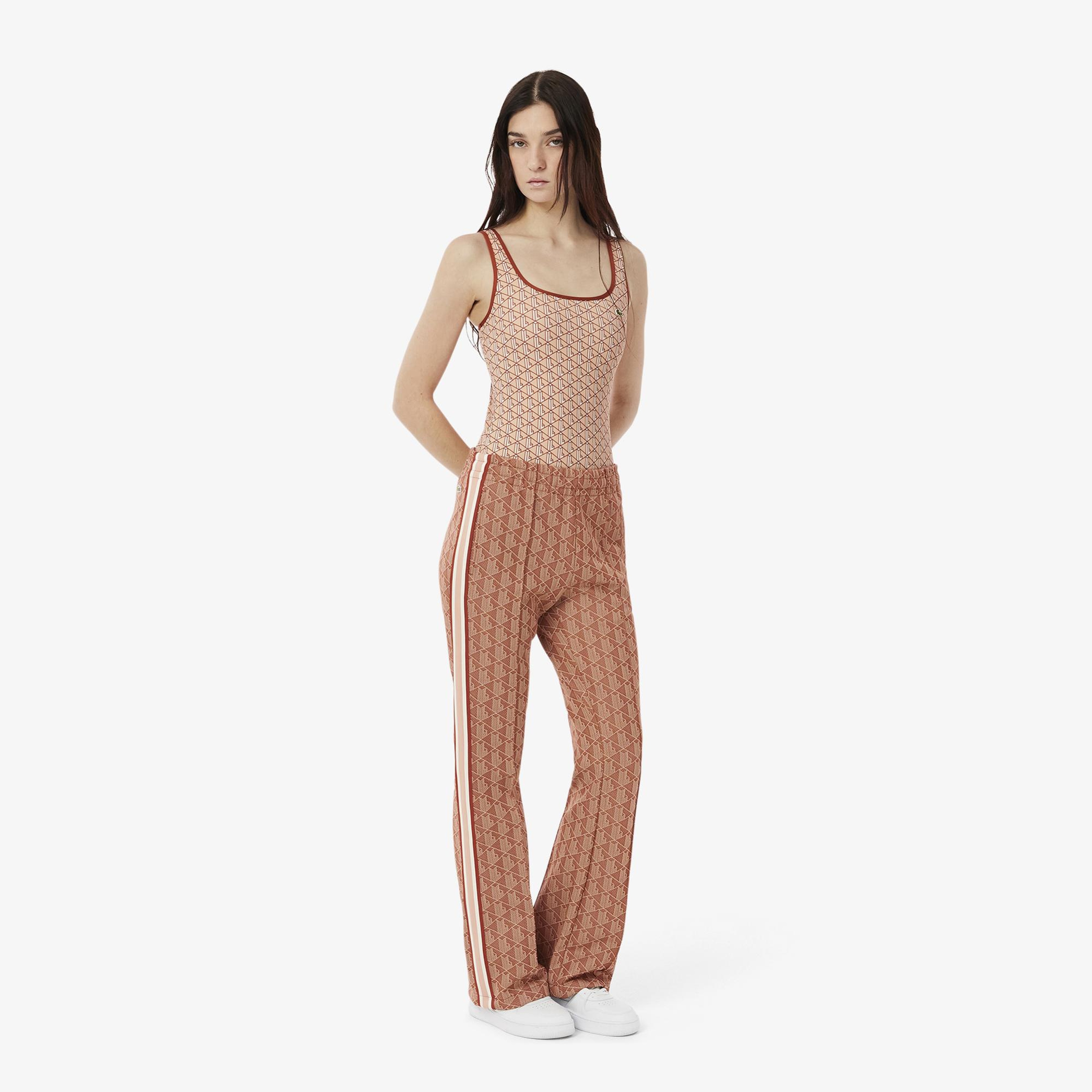 Lacoste Flare Fit Monogram Kadın Bej Eşofman Altı