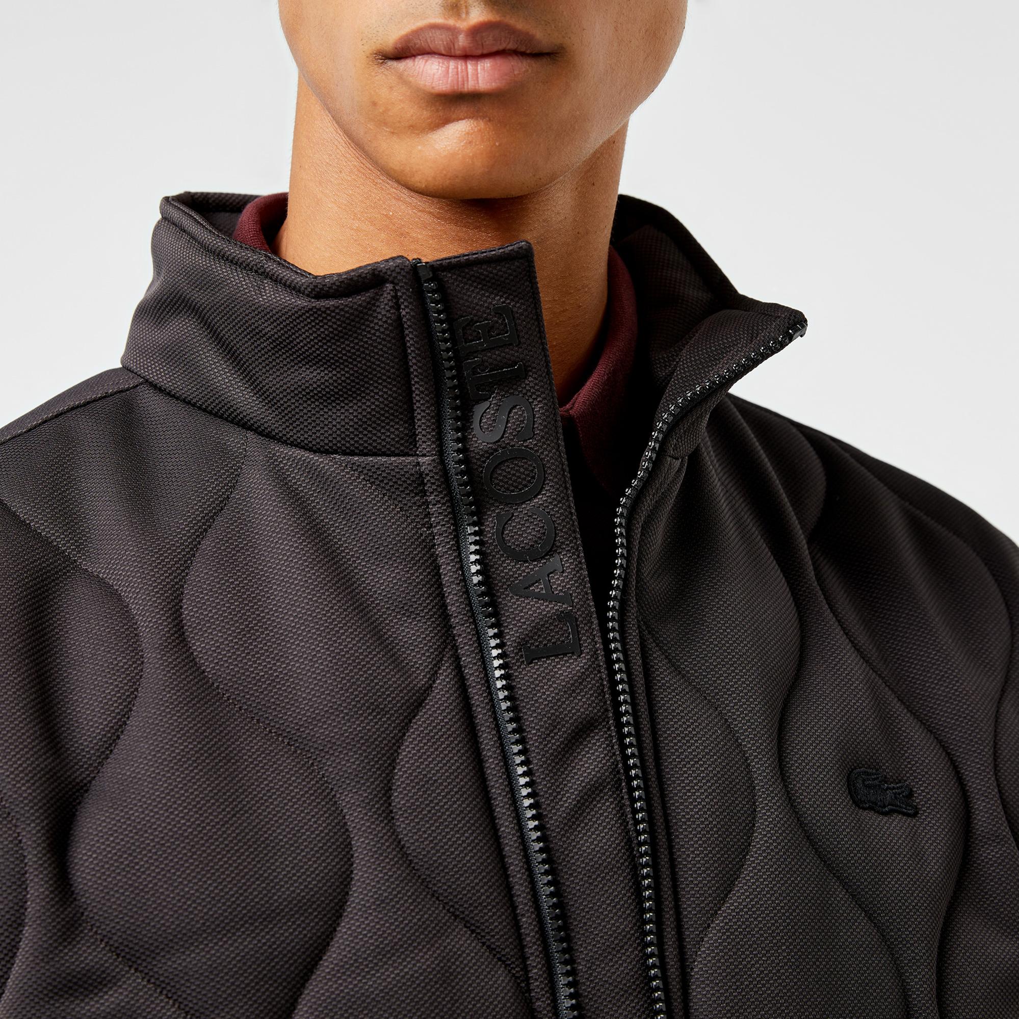 Lacoste Erkek Relaxed Fit Dik Yaka Kapitone Siyah Mont