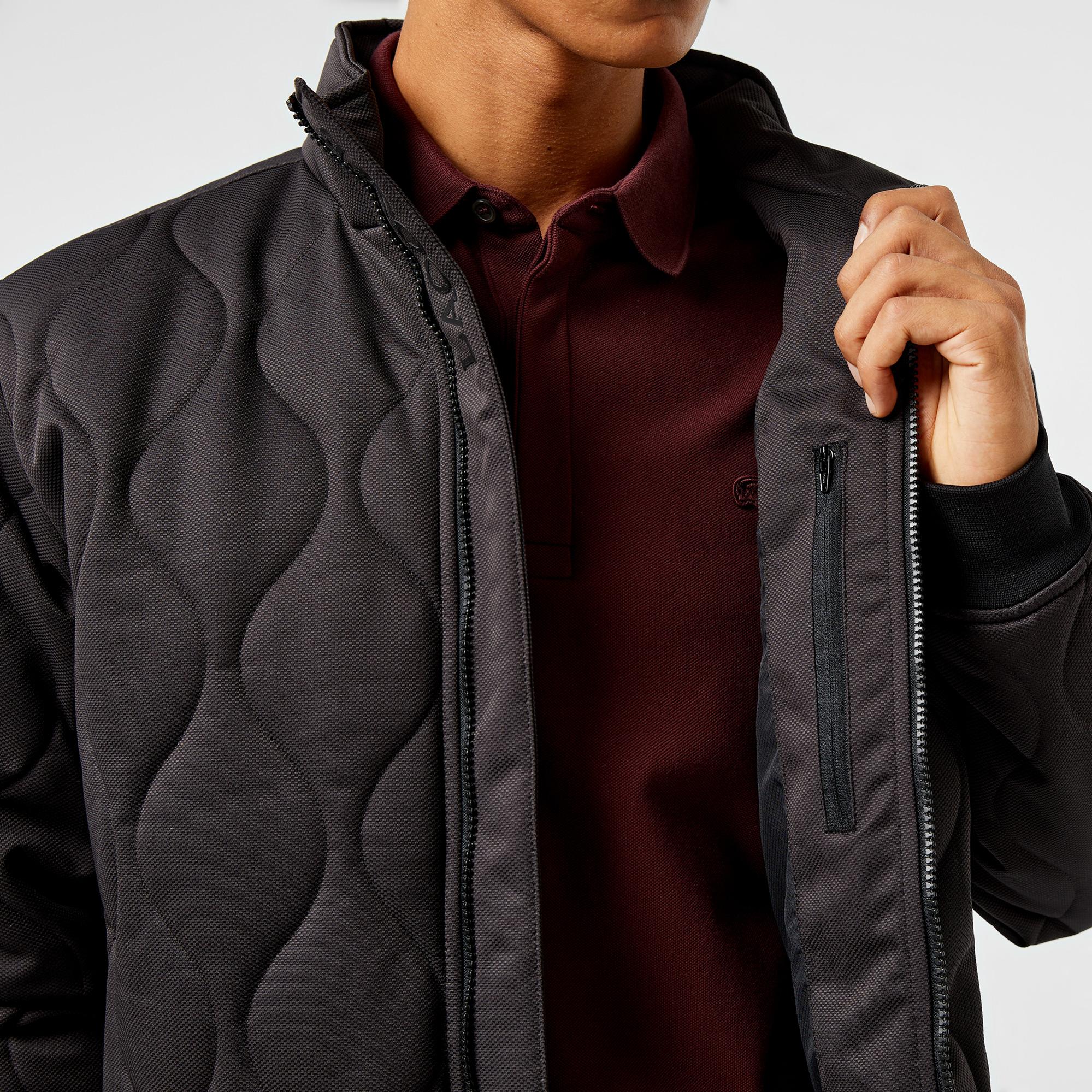 Lacoste Erkek Relaxed Fit Dik Yaka Kapitone Siyah Mont