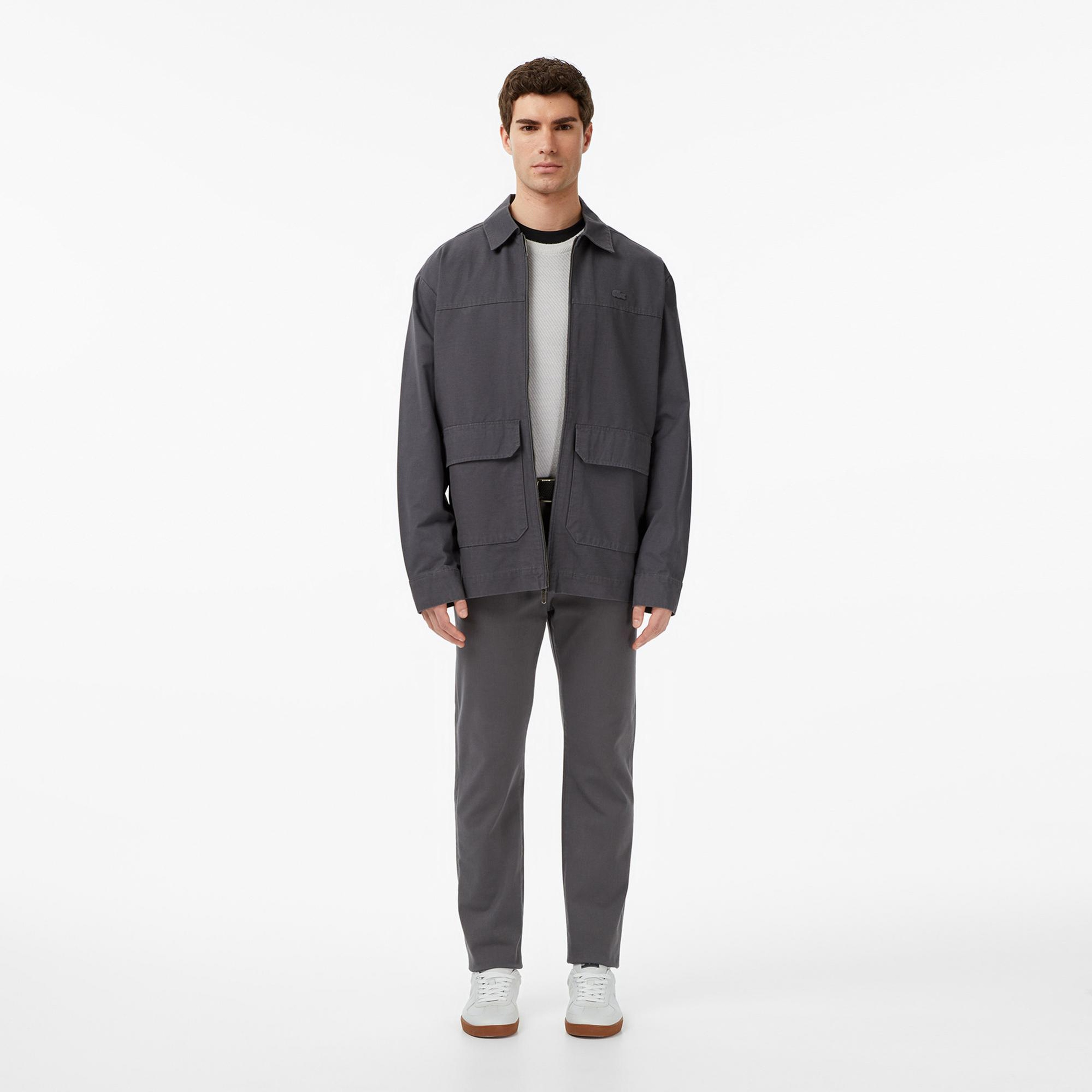 Lacoste Erkek Relaxed Fit Fermuarlı Koyu Gri Dış Gömlek