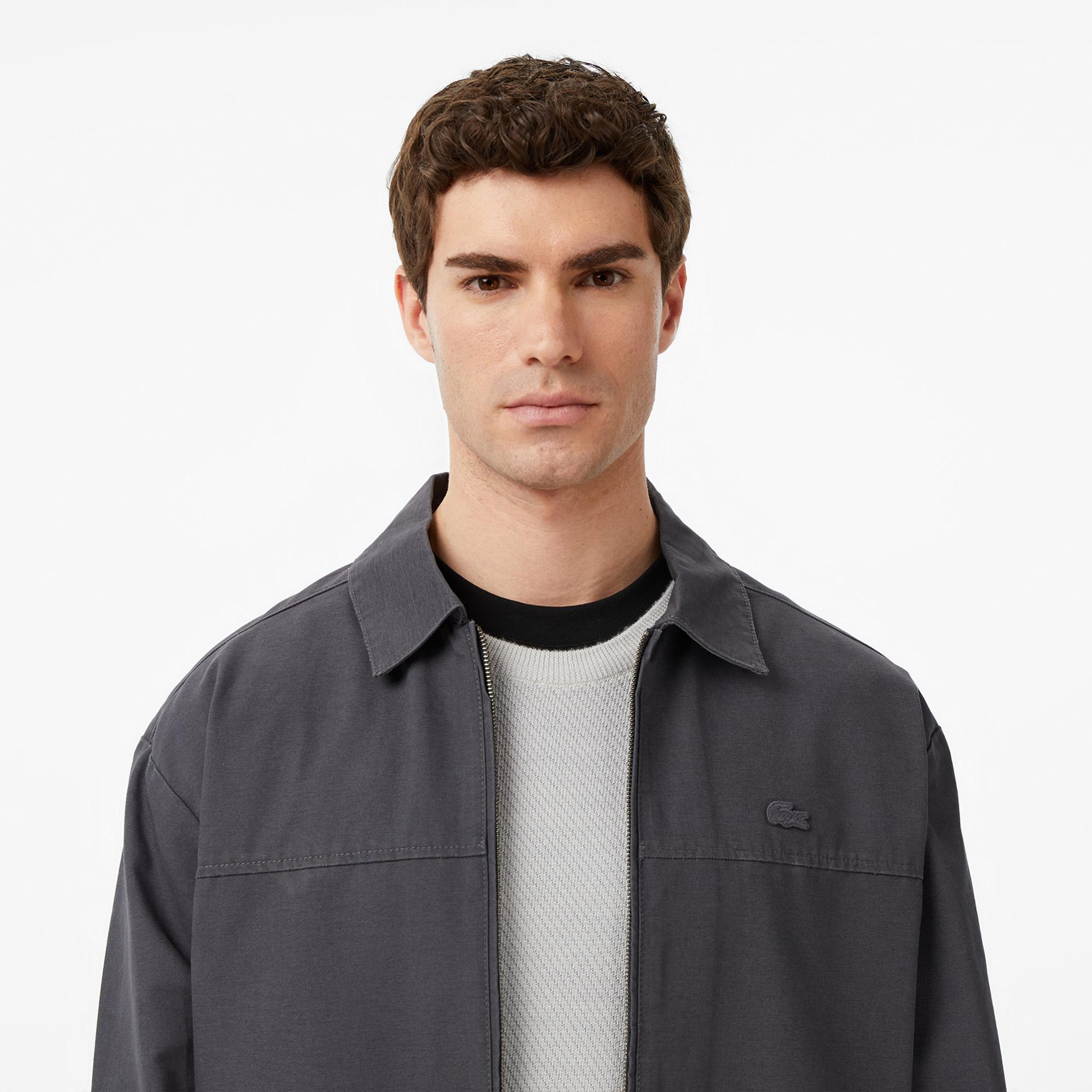 Lacoste Erkek Relaxed Fit Fermuarlı Koyu Gri Dış Gömlek