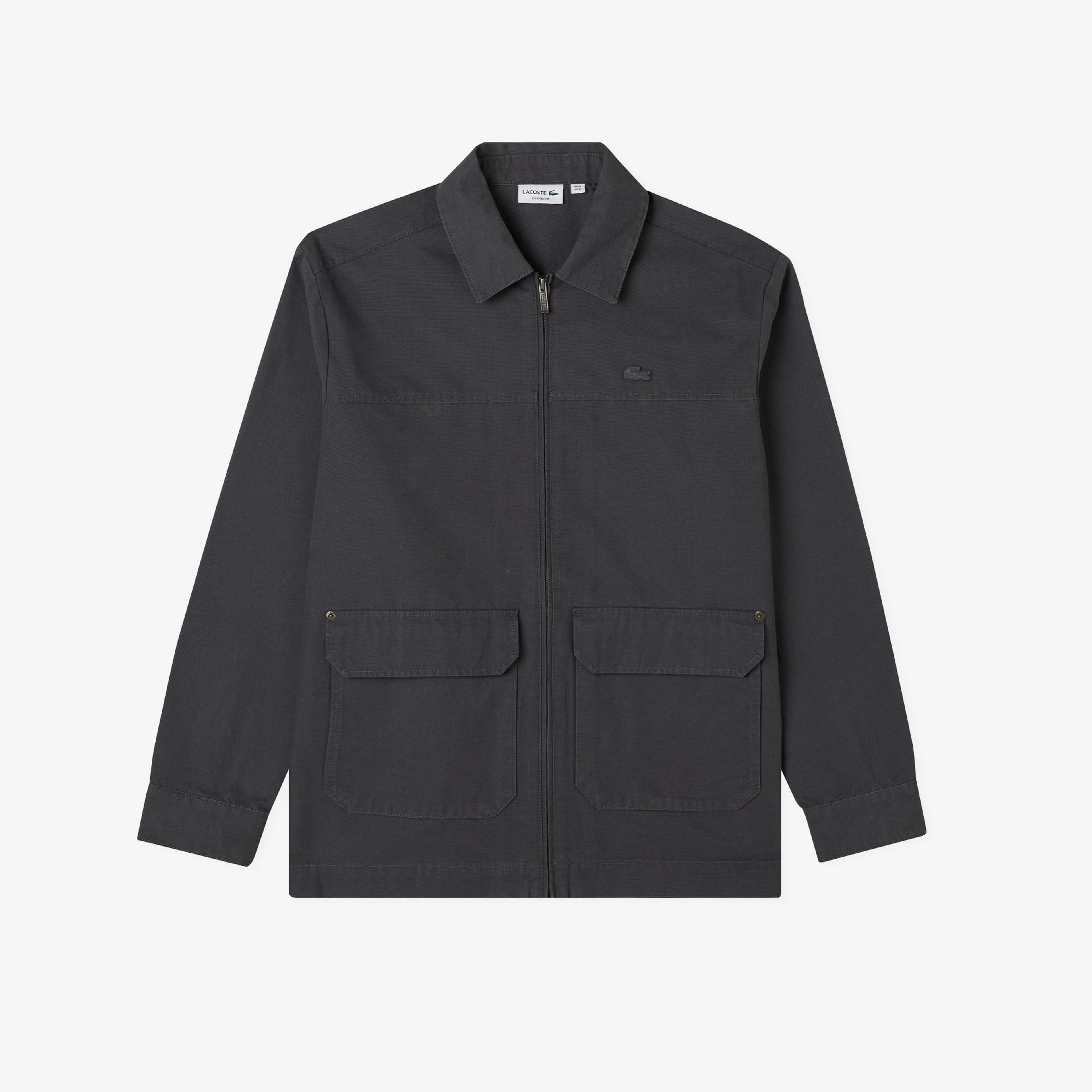 Lacoste Erkek Relaxed Fit Fermuarlı Koyu Gri Dış Gömlek