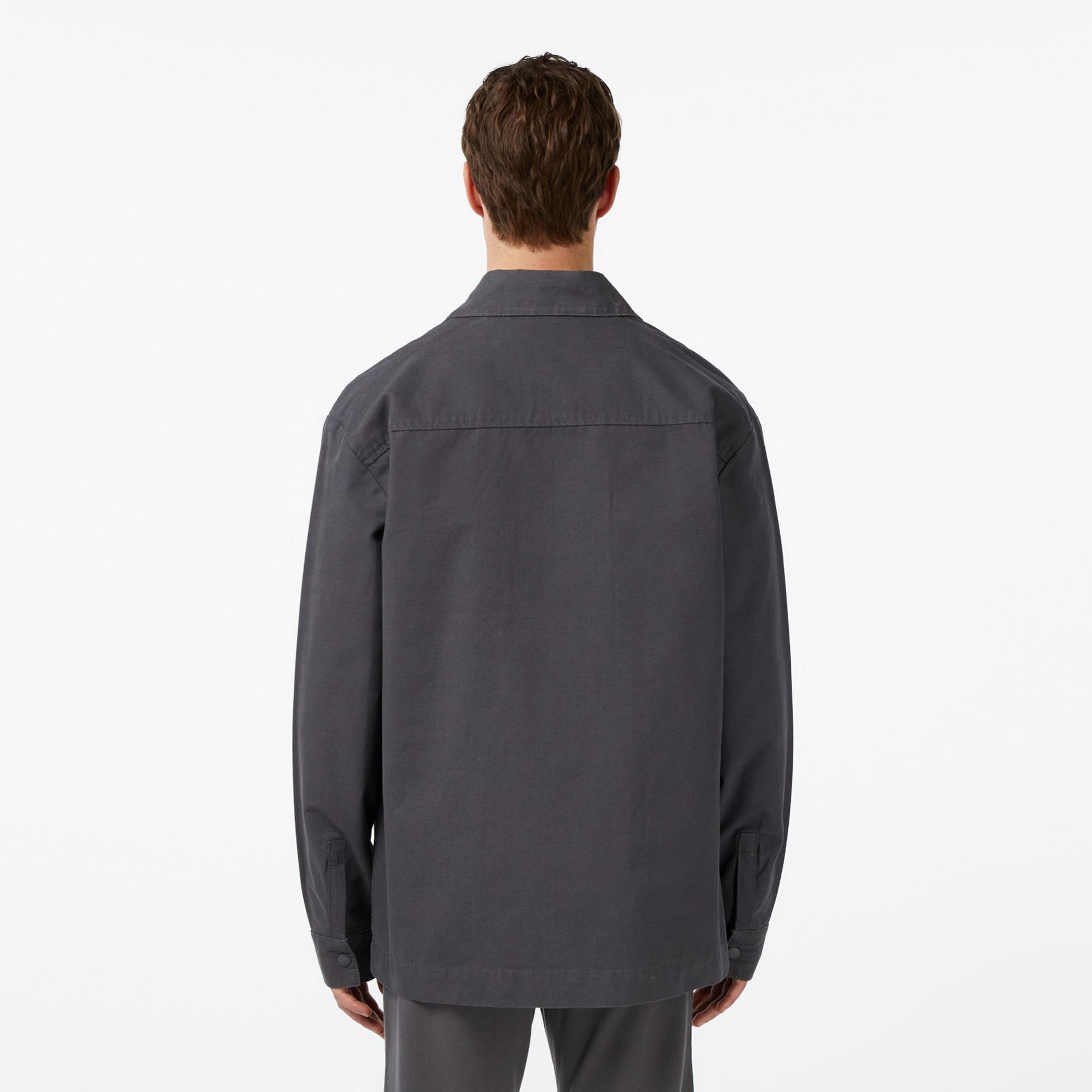 Lacoste Erkek Relaxed Fit Fermuarlı Koyu Gri Dış Gömlek