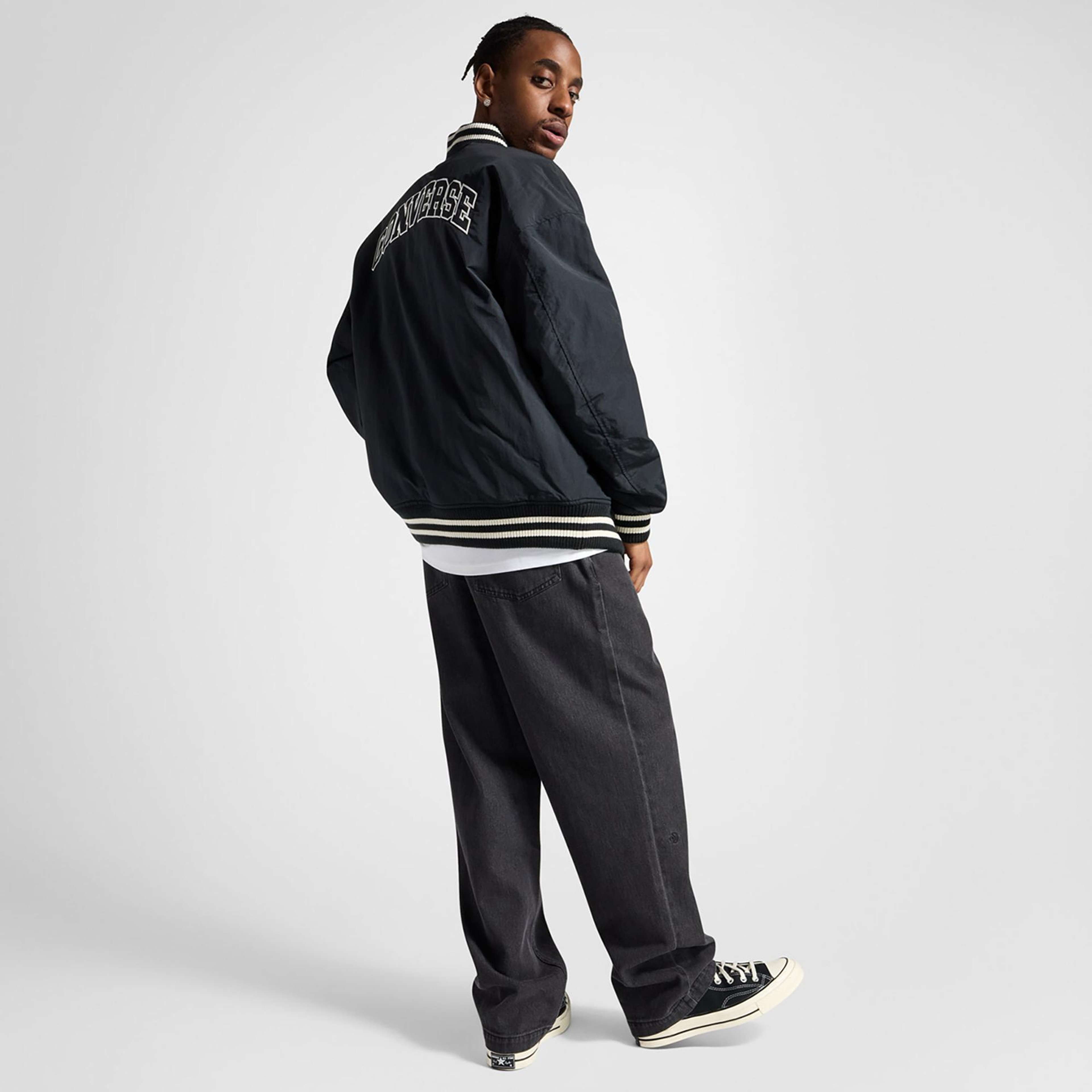 Converse Varsity Graphic Bomber Erkek Siyah Ceket