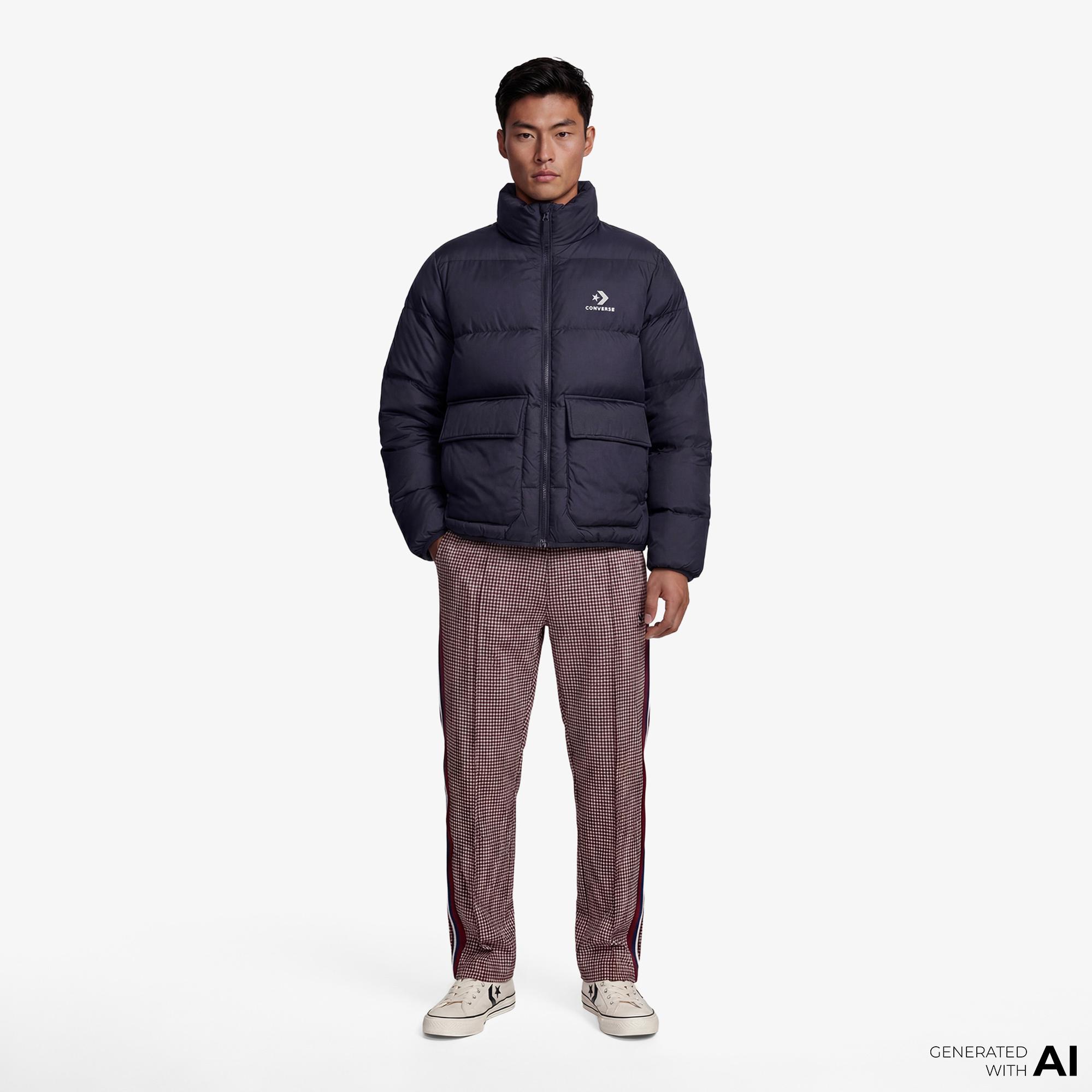 Converse Erkek Dik Yaka Siyah Şişme Mont