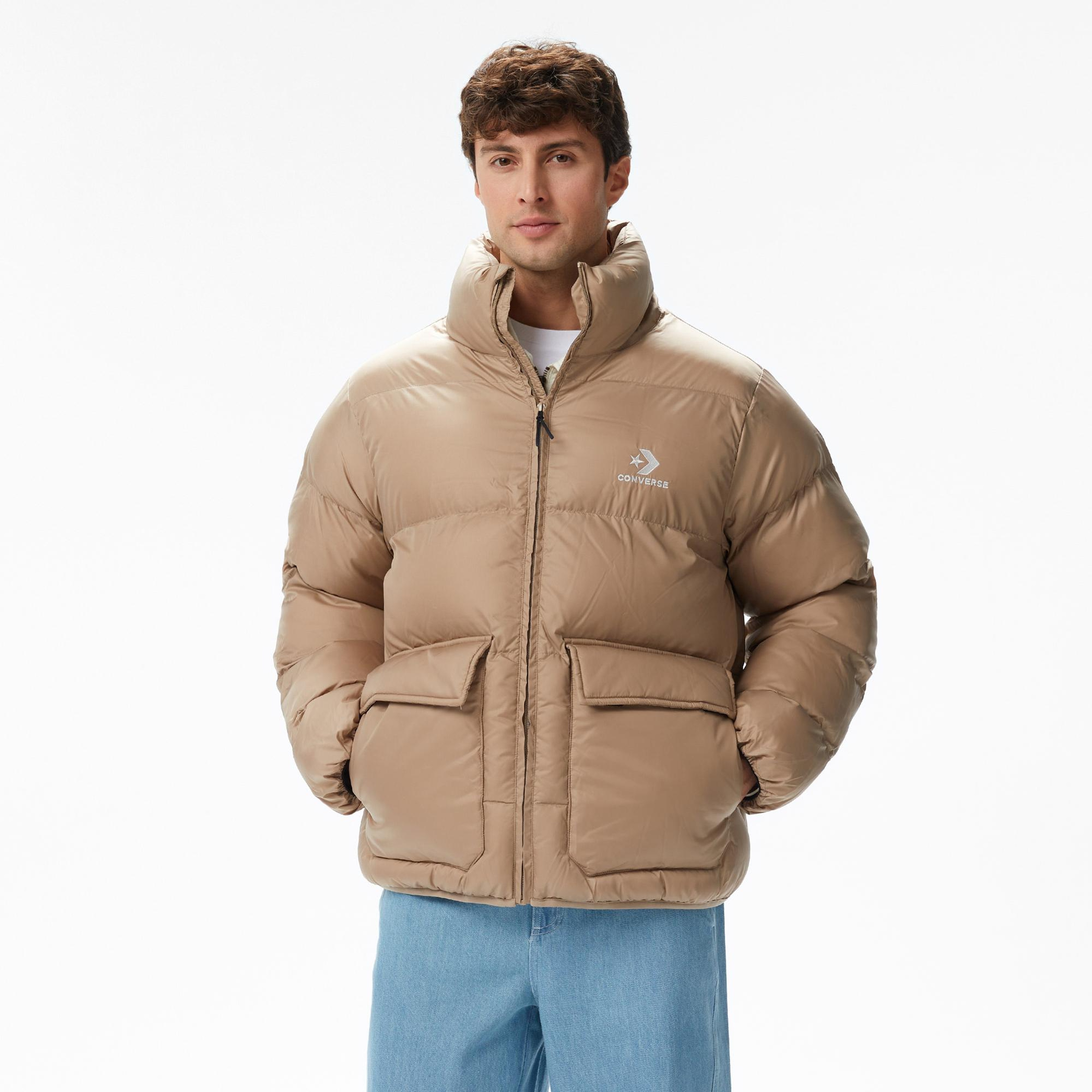 Converse Erkek Dik Yaka Kahverengi Şişme Mont