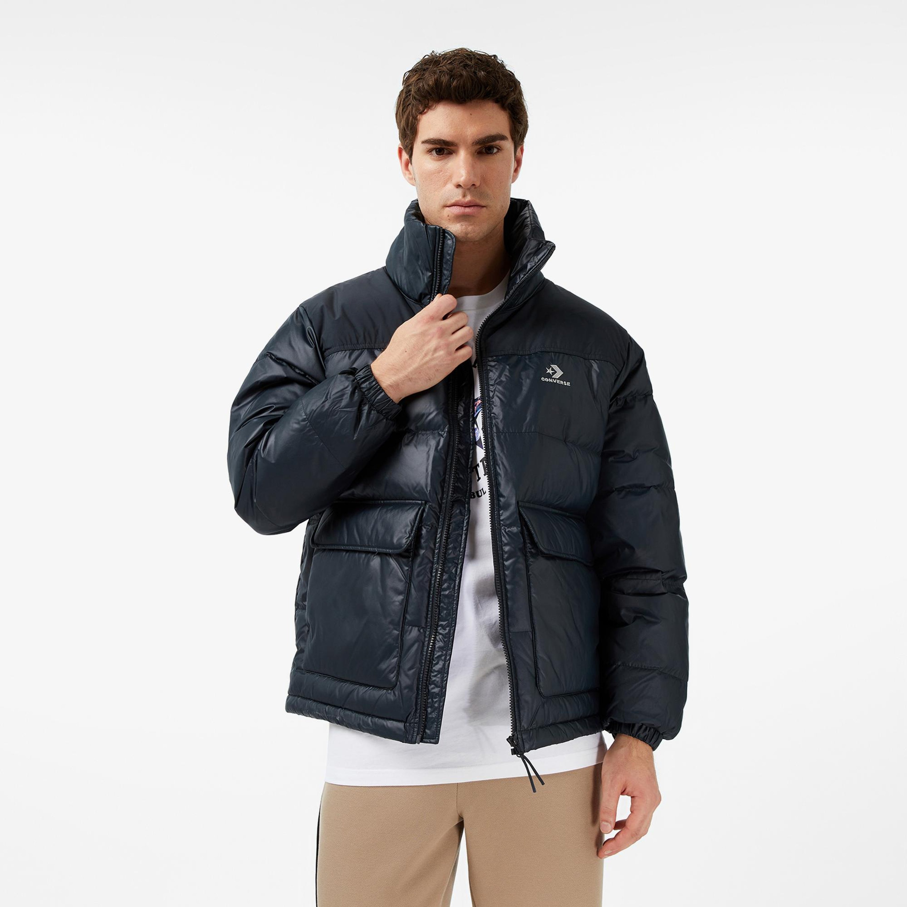 Converse Erkek Dik Yaka Lacivert Şişme Mont